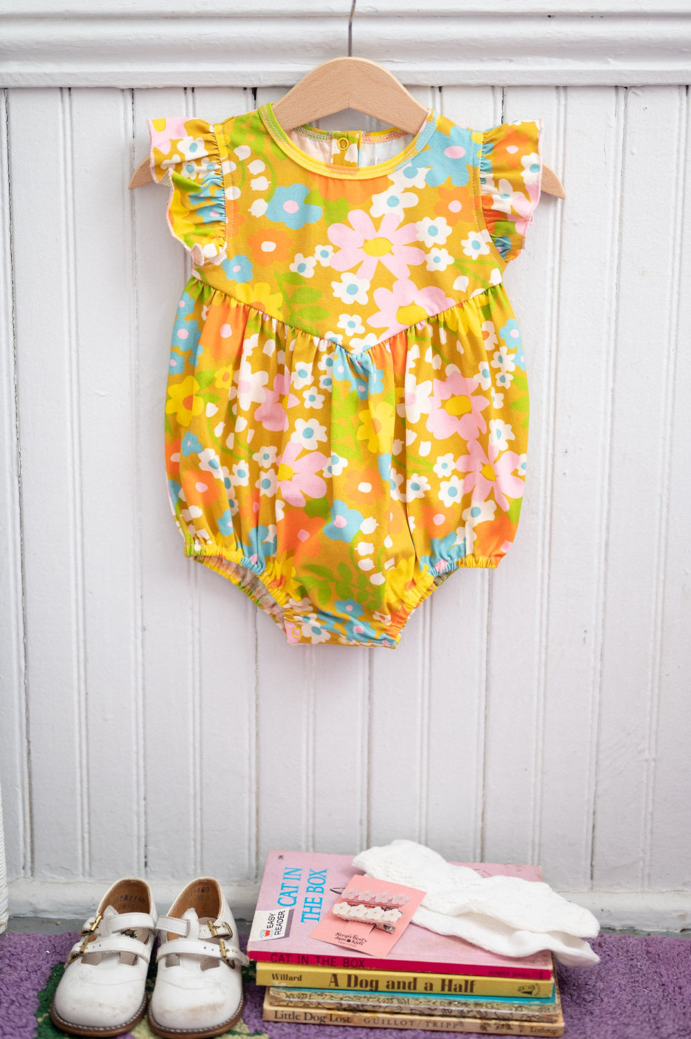 Baby Girls' Flutter Romper In Sixties Wild Blooms