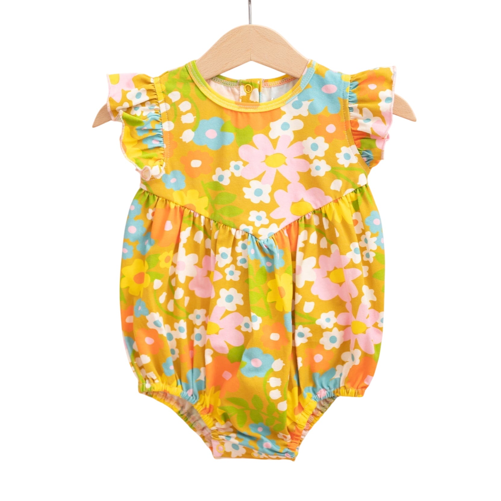 Baby Girls' Flutter Romper In Sixties Wild Blooms