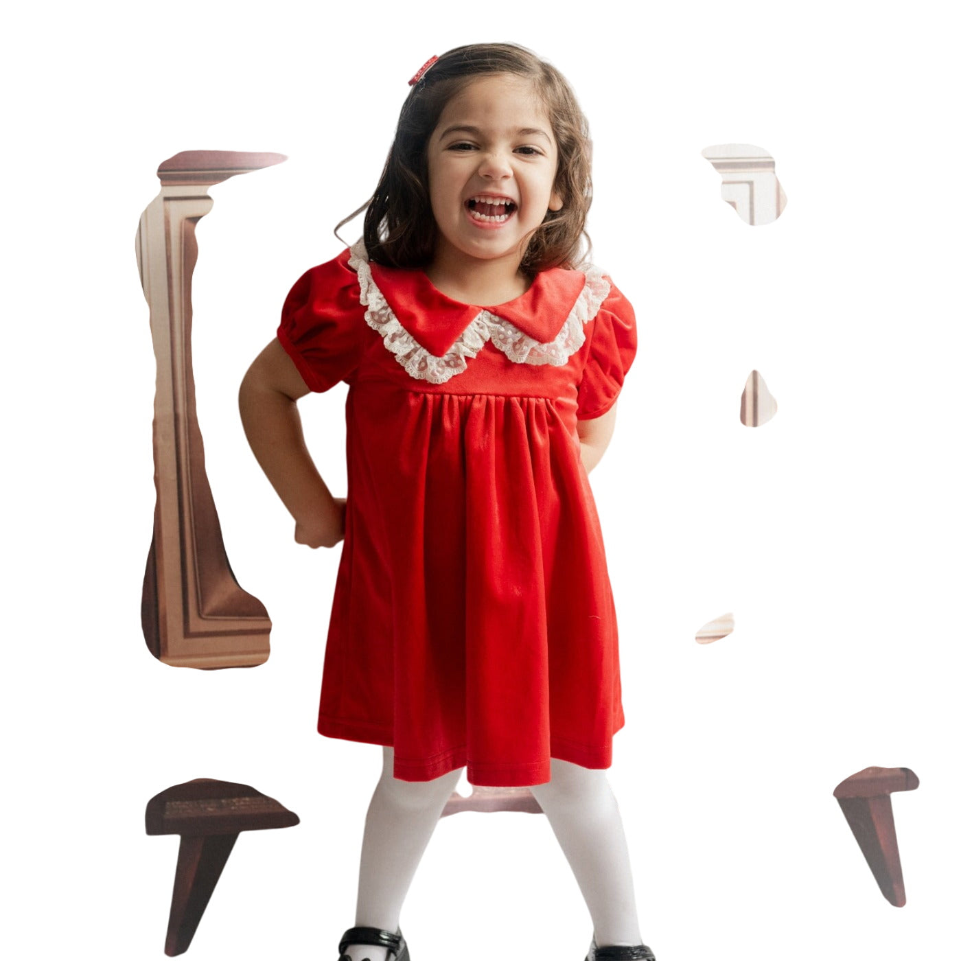 Red Christmas Dress In Velvet For Girls