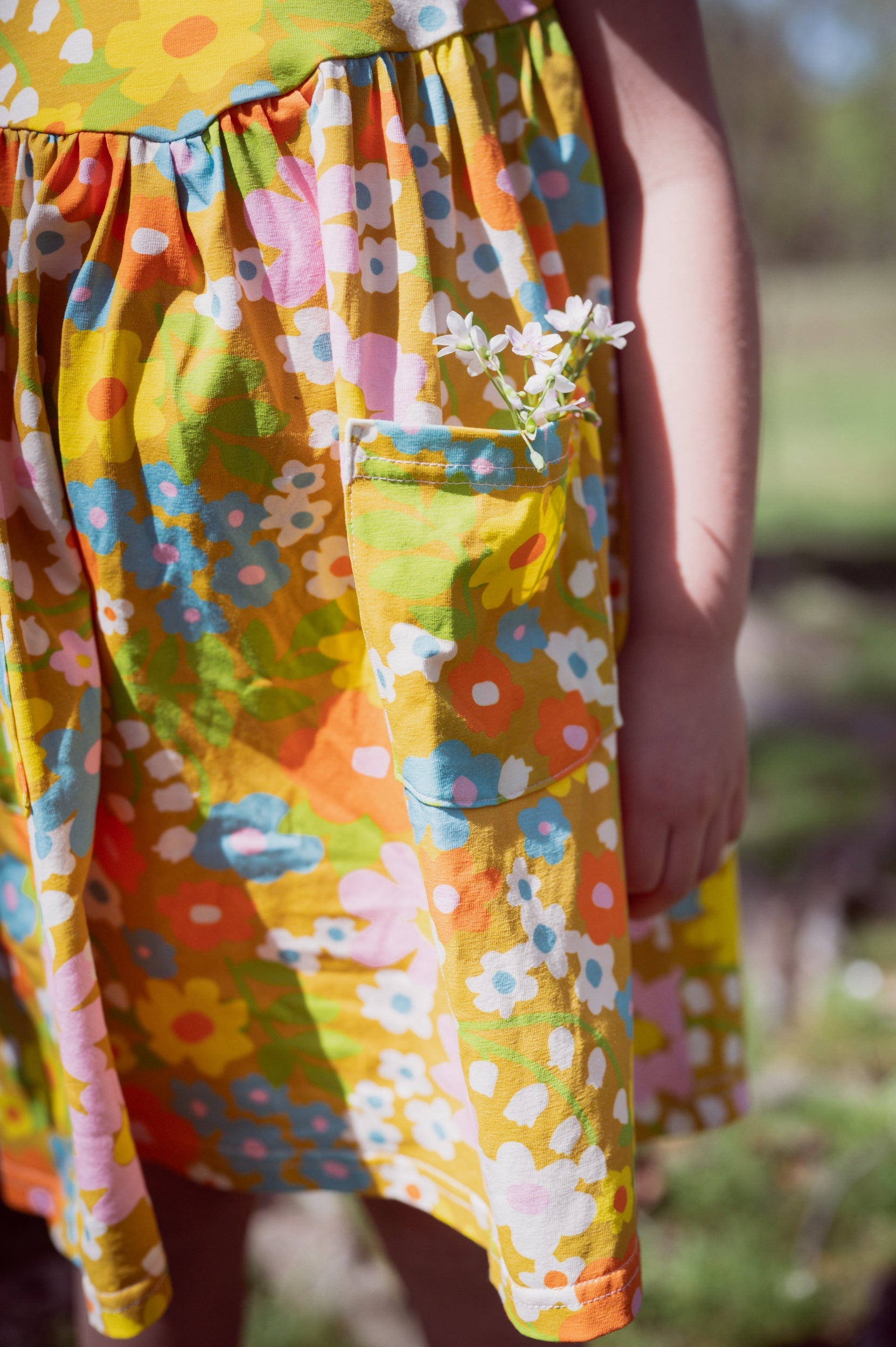 Girls' Flutter Dress In Sixties Wild Blooms