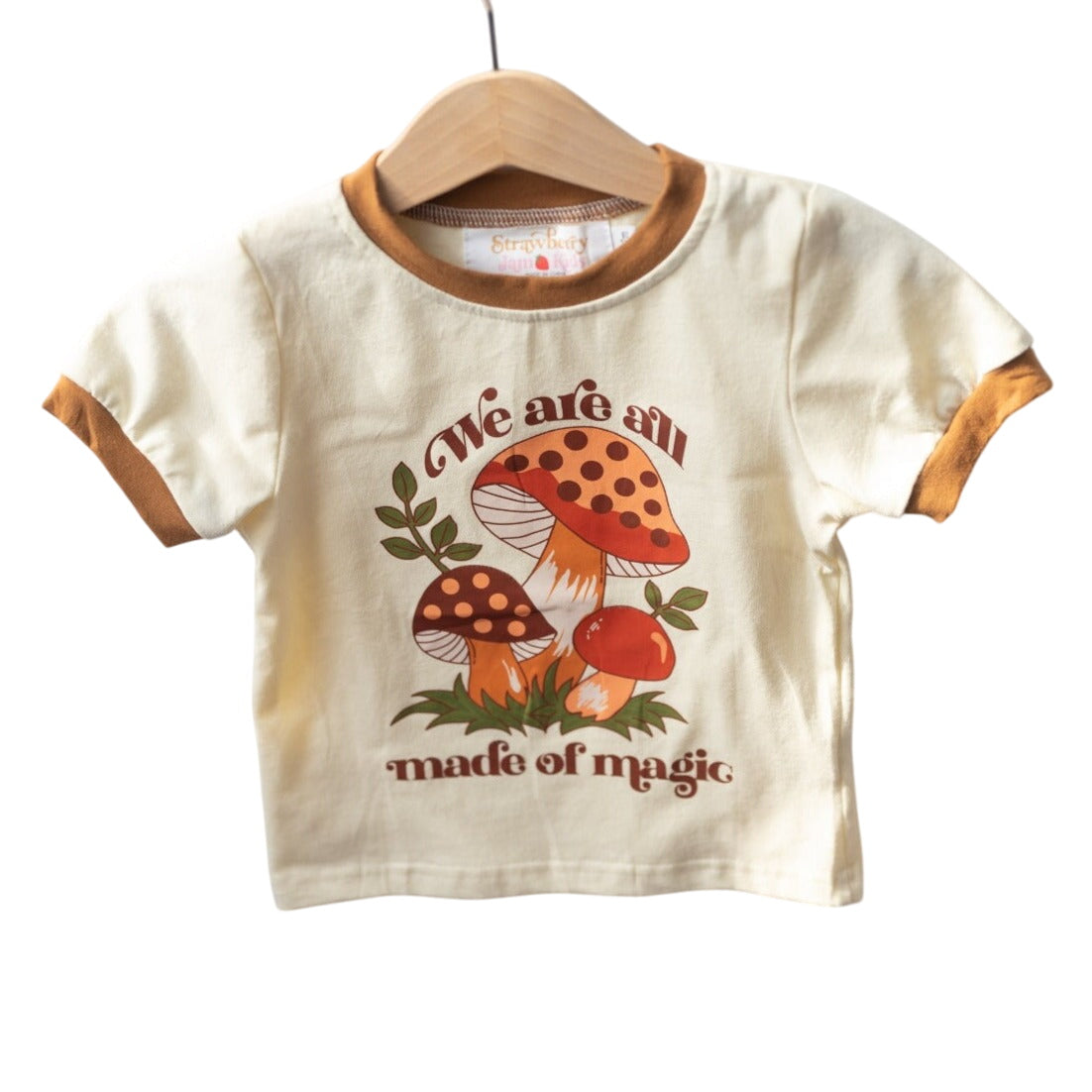 Kids Retro Graphic Tee With Mushrooms