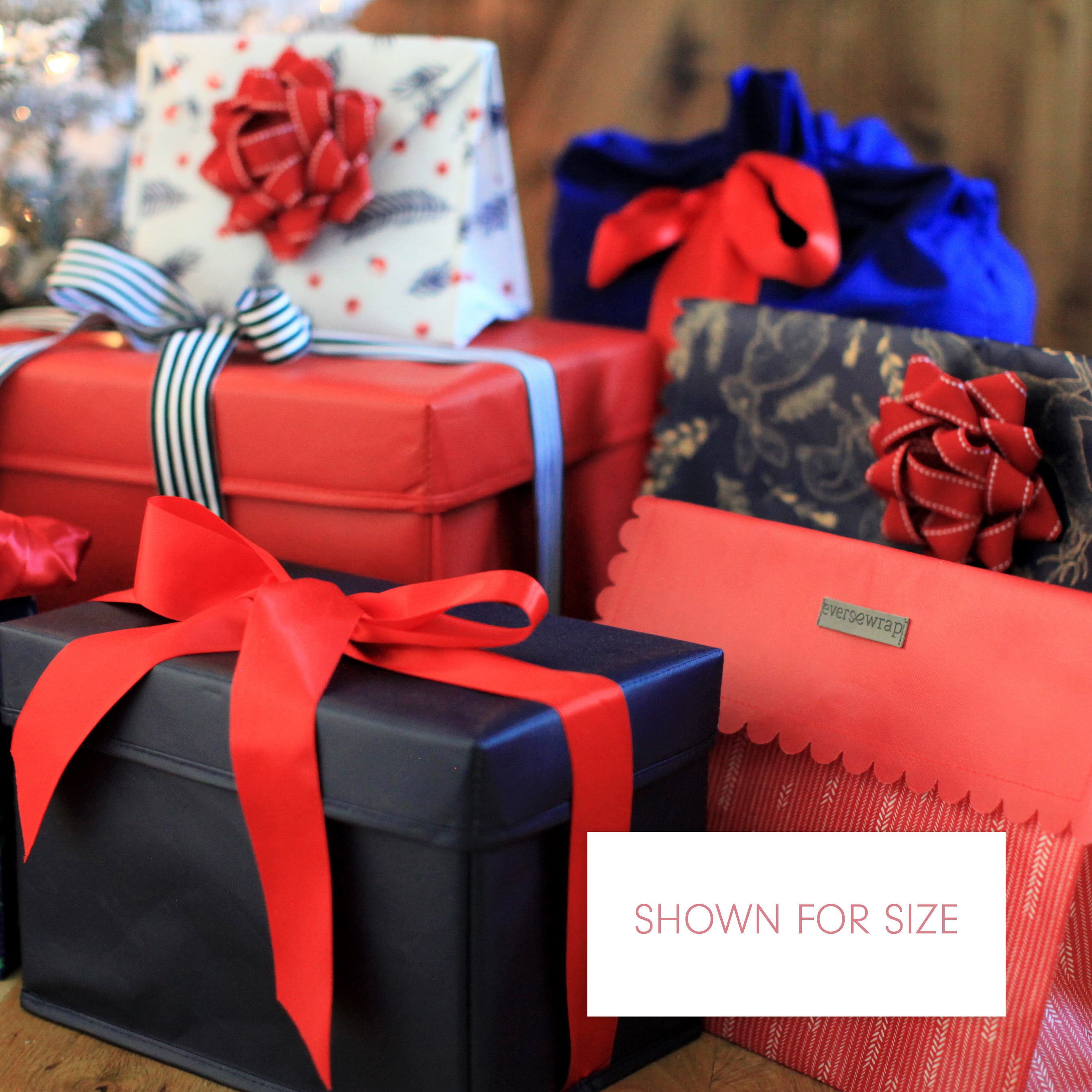 Everbox: Extra Large Red Collapsible Gift Box With White Grosgrain Ribbon Attached