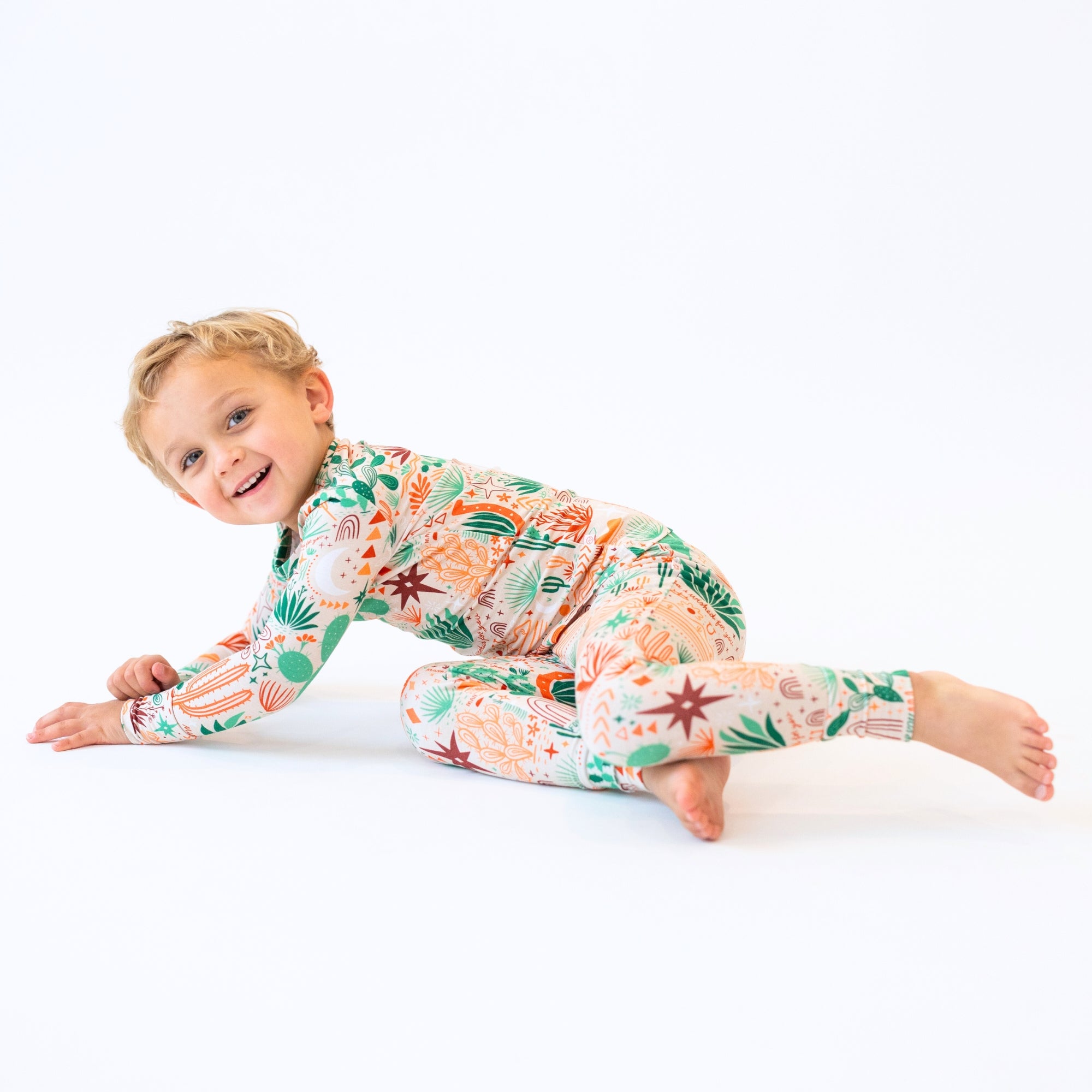 The Second-skin 2-piece Long Sleeve Pajama | Desert Cactus (beige)