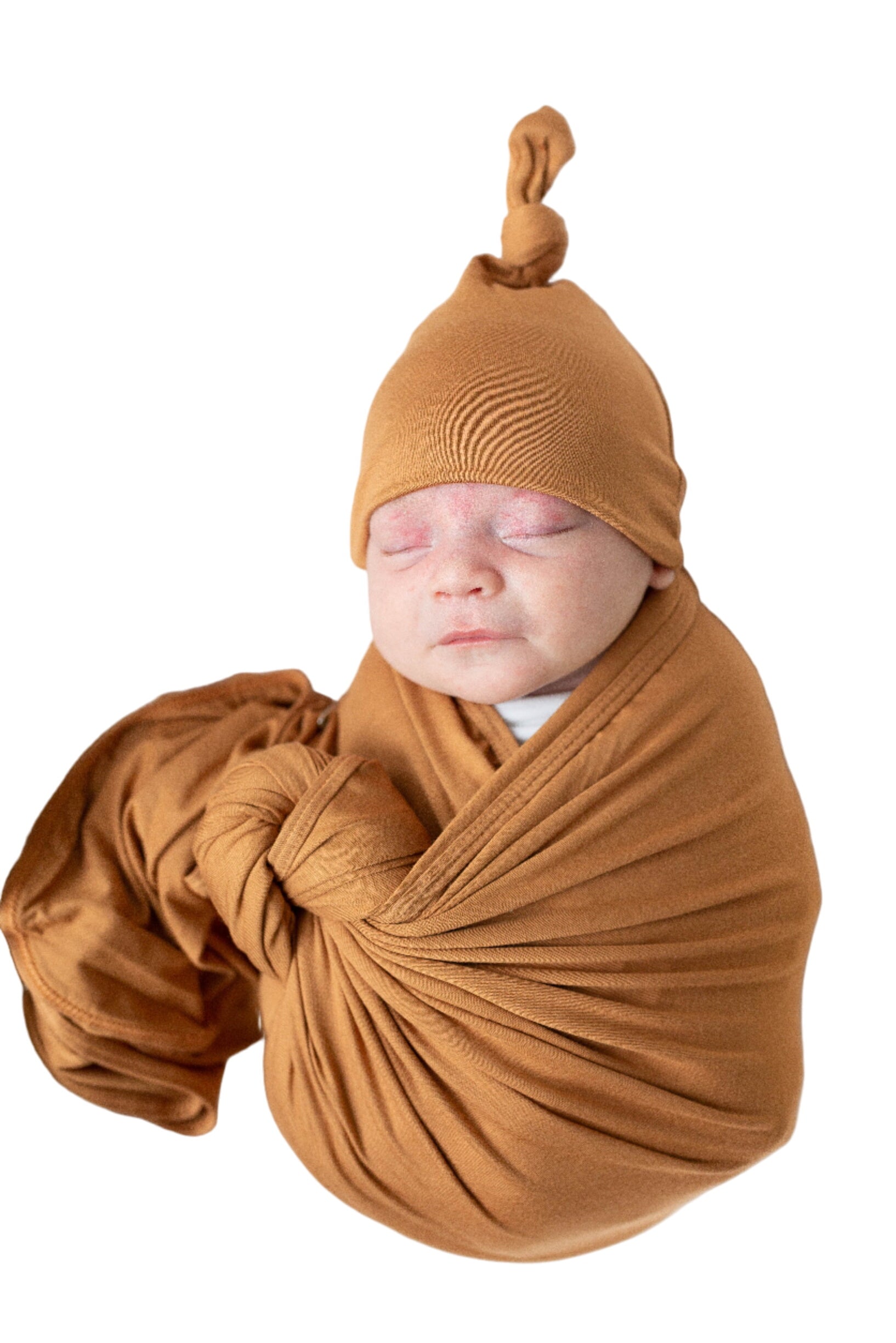 Swaddle Blanket And Hat Set - Camel Brown