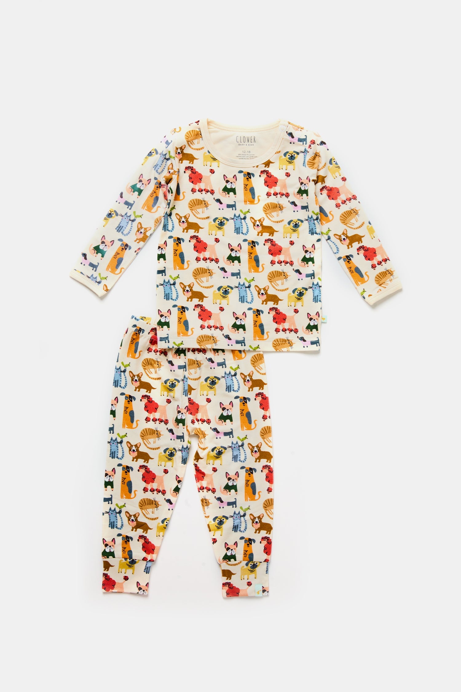 Long Sleeve Pajama Set - Cats + Dogs