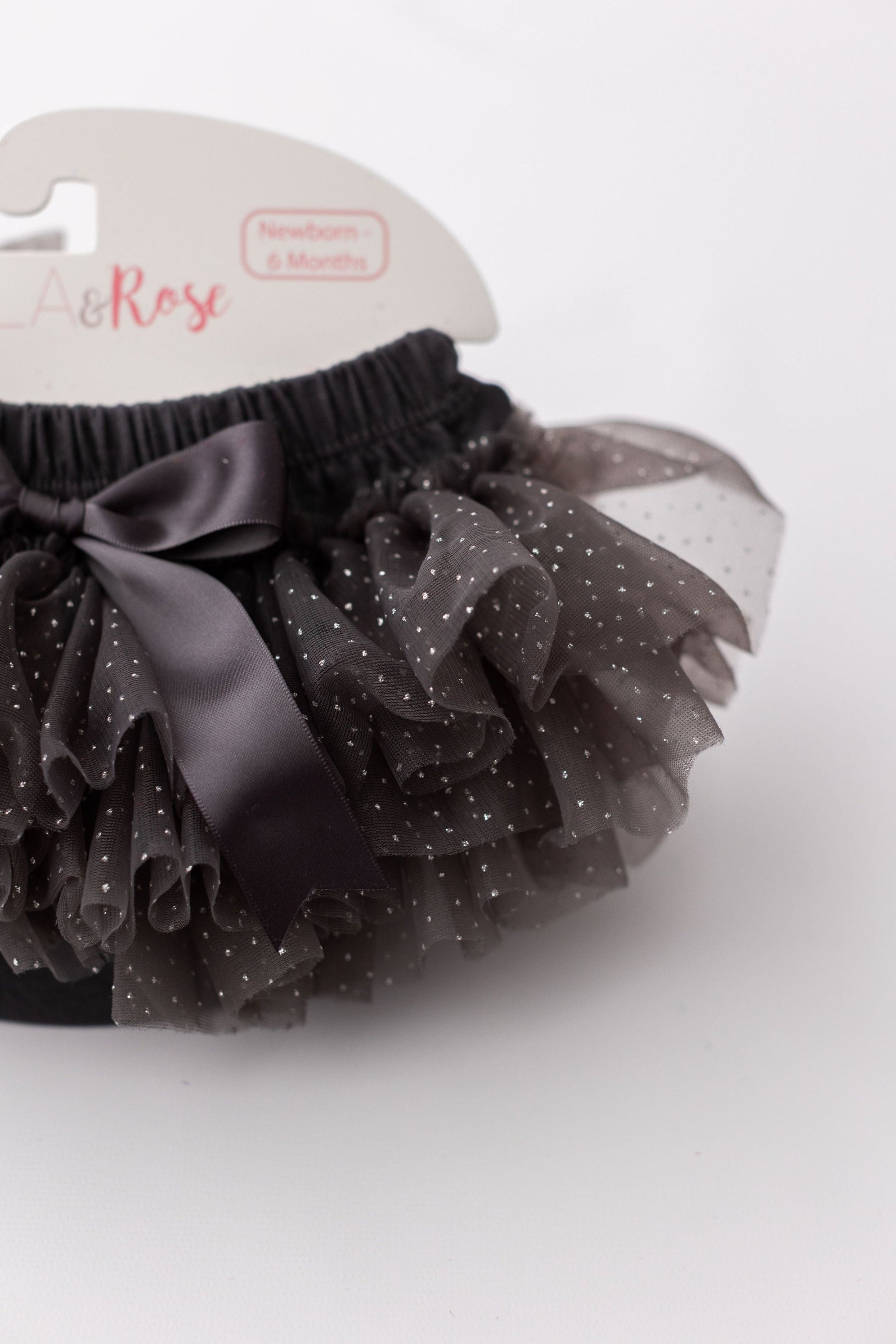 Sale Charcoal & Silver Glitter Ruffle Tutu Bloomer