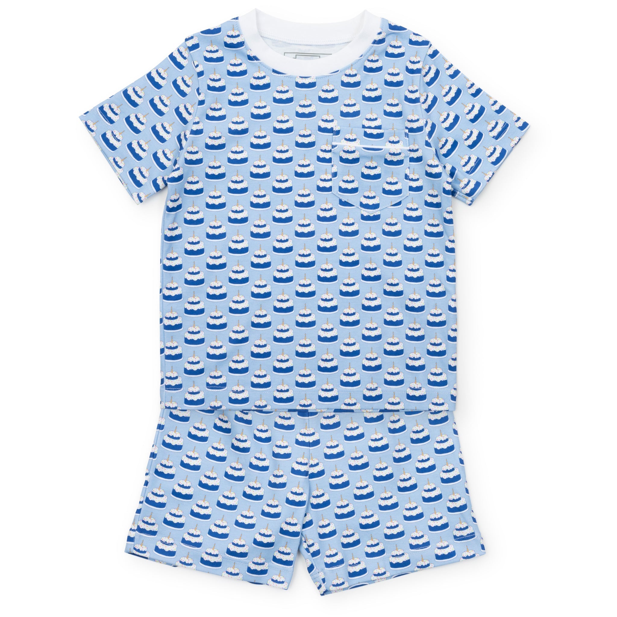 Charles Boys' Short Set - Birthday Cake Blue