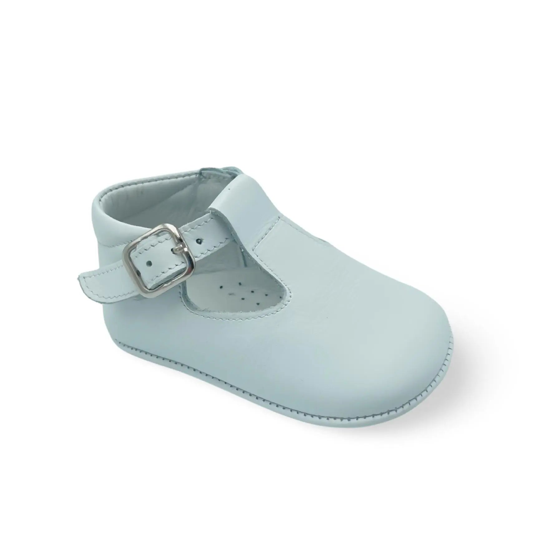 Charlie- White Leather Baby T-bar Shoes