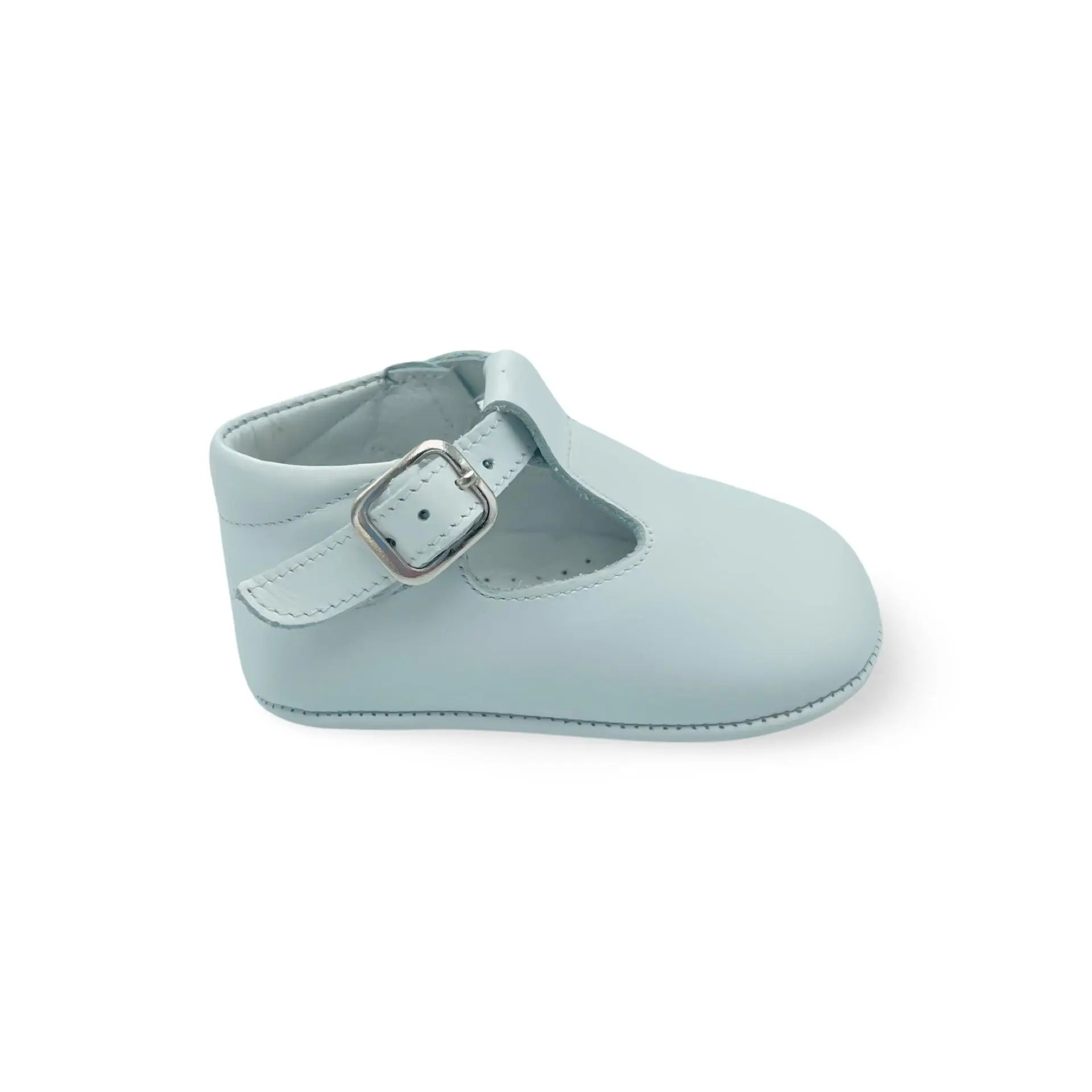 Charlie- White Leather Baby T-bar Shoes