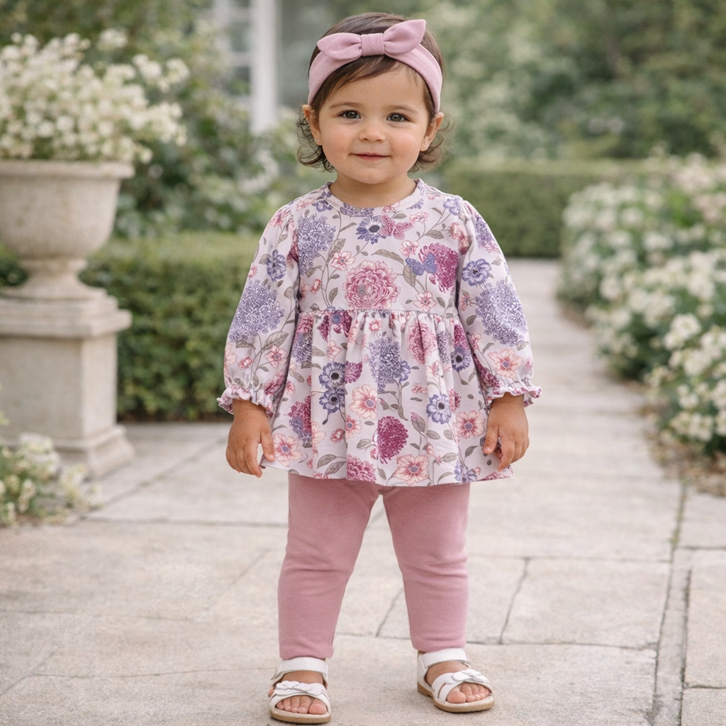 Floral Baby Top & Leggings Set – Bamboo Cotton Vintage Bloom