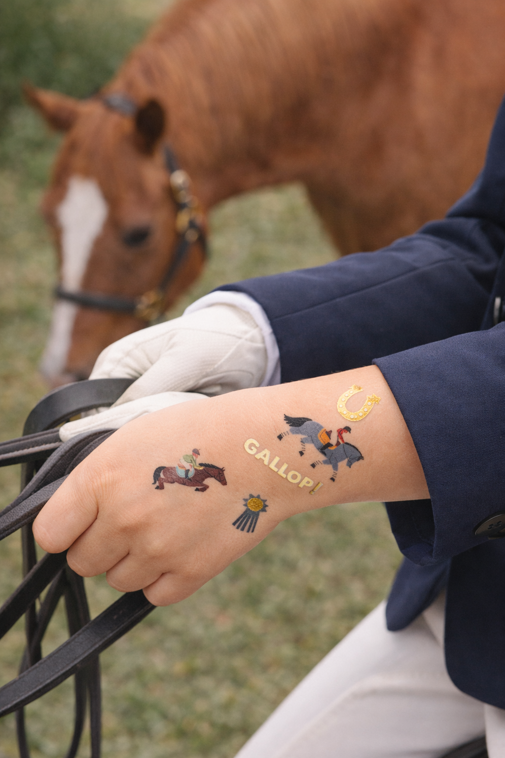 Equestrian Temporary Tattoos For Kids – Metallic Foil Horse & Riding Designs | Pop Party Supplies