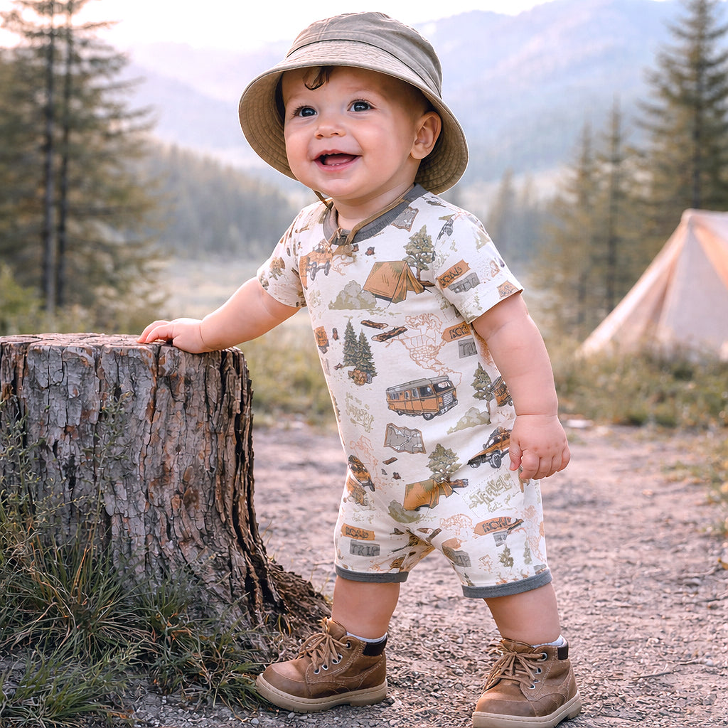 Trailblazer Soft Bamboo Shortall Romper For Baby Boys