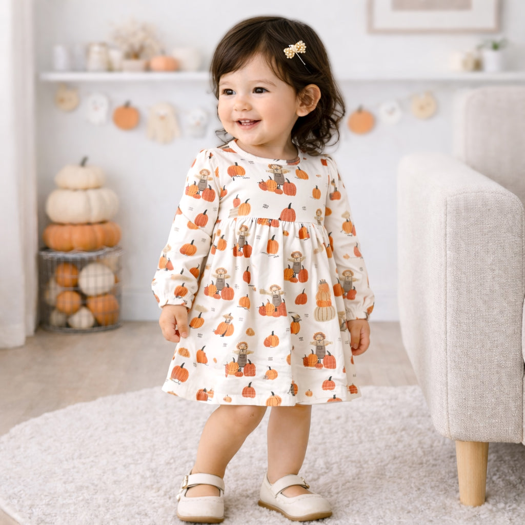 Pumpkin Patch Girls' Dress – Soft Bamboo Fall Favorite