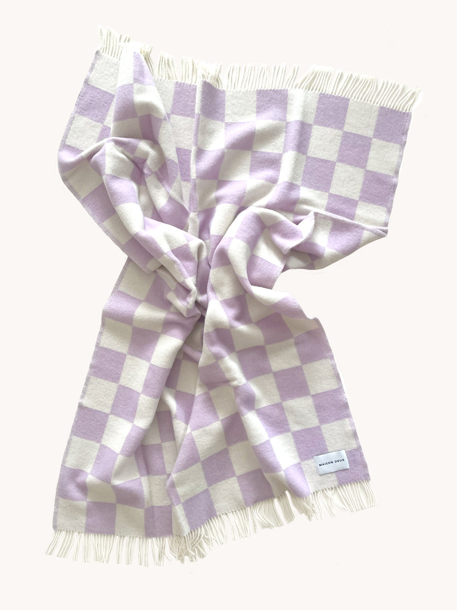 Blanket Checkerboard Lilac / White 4.25 X 6.5 Ft
