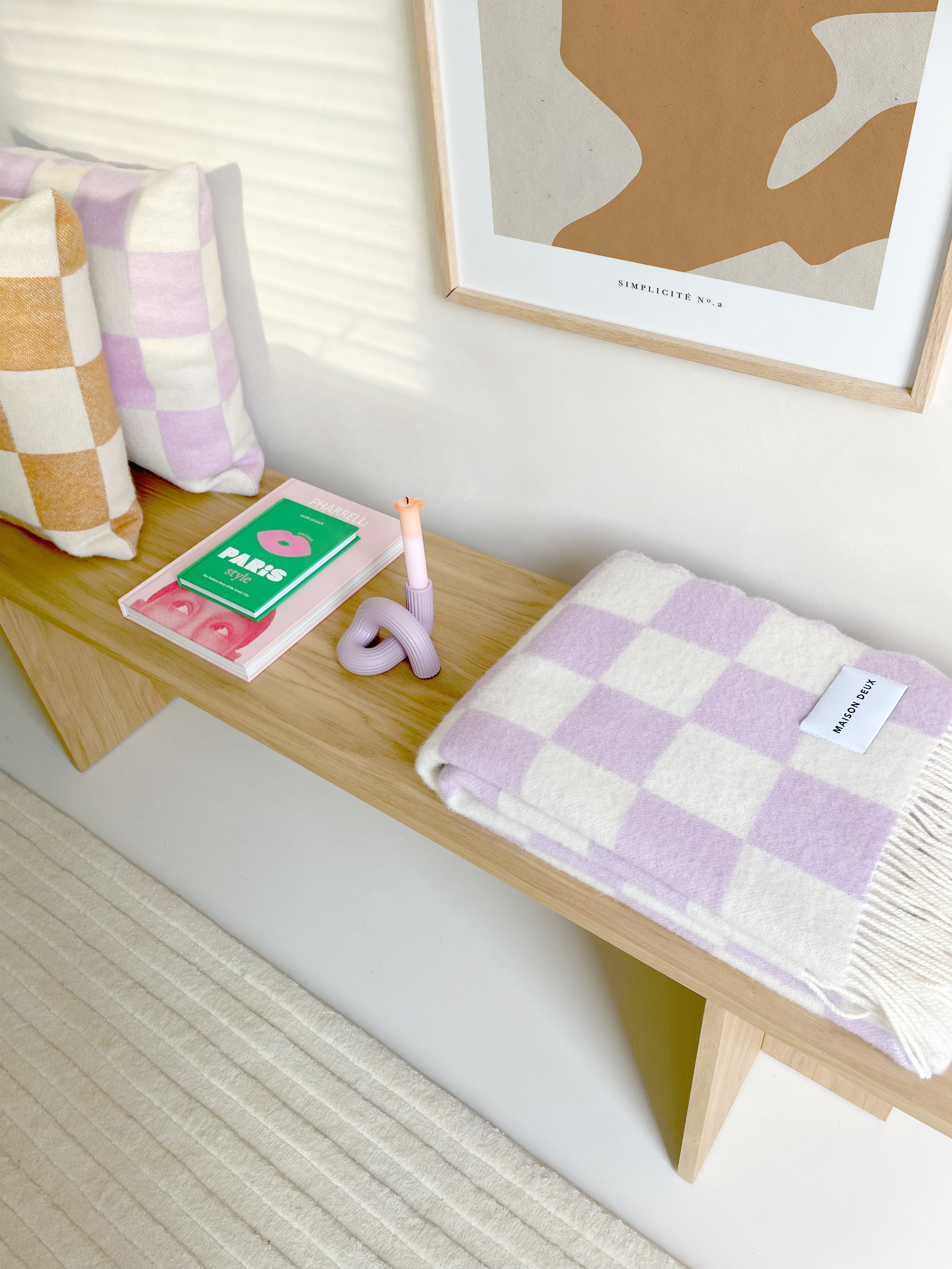 Cushion Checkerboard Lilac / White 1.65 X 1.65 Ft