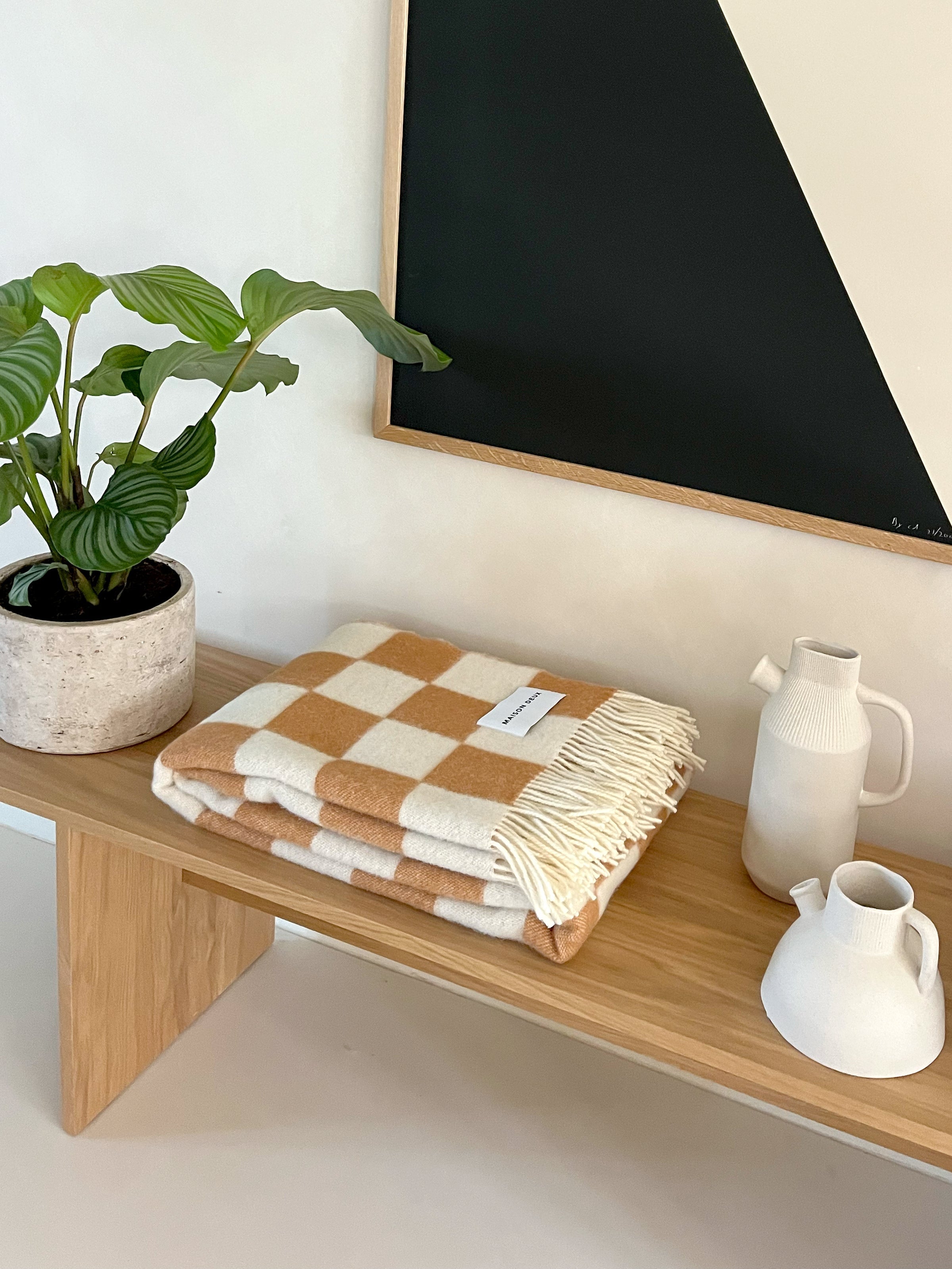 Blanket Checkerboard Terra Brown / White 4.25 X 6.5 Ft