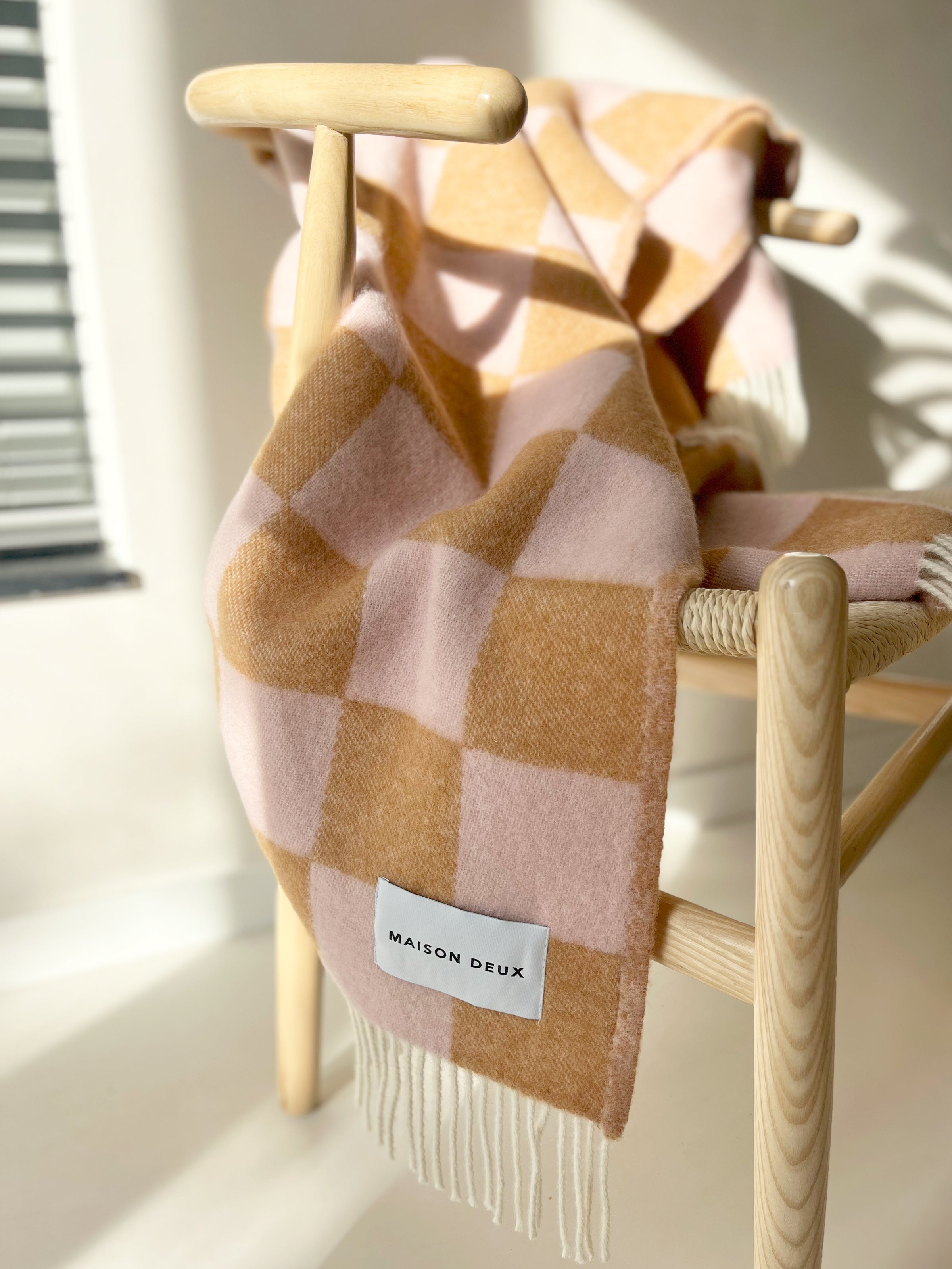 Blanket Checkerboard Terra Brown / Pink 4.25 X 6.5 Ft