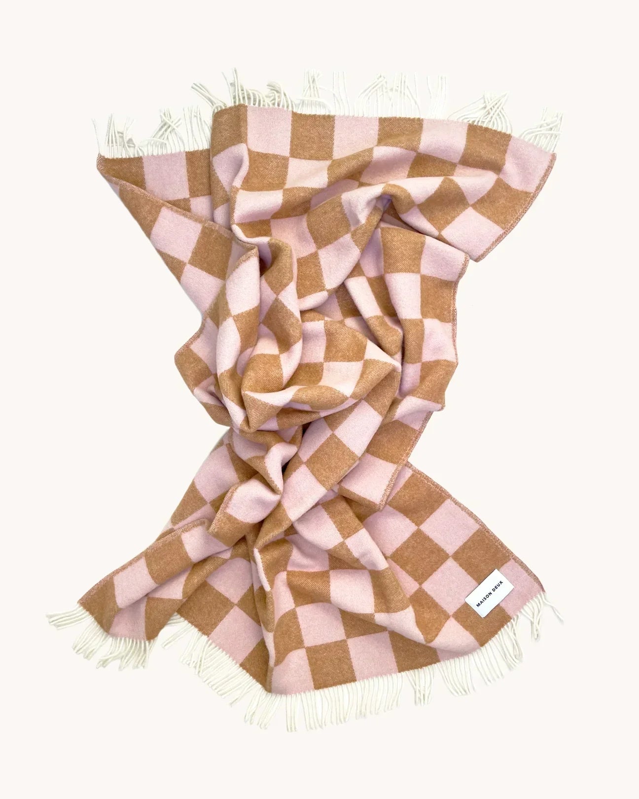Blanket Checkerboard Terra Brown / Pink 4.25 X 6.5 Ft