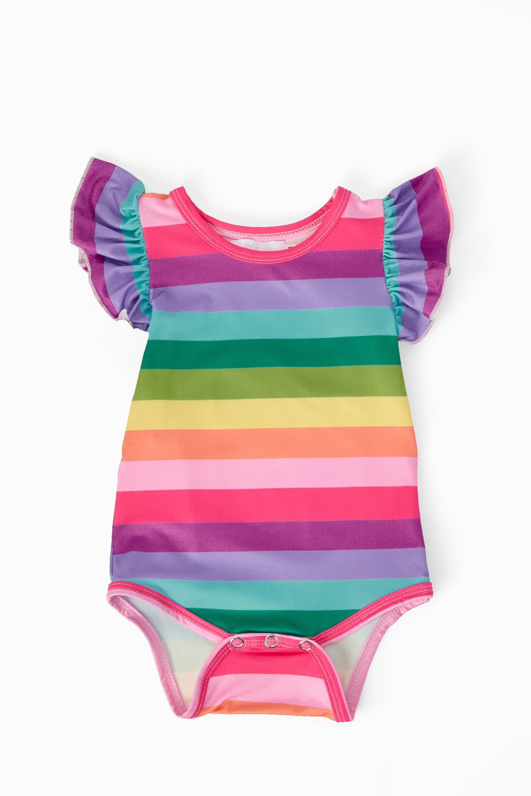 Cheerful Stripes S/s Flutter Bodysuit