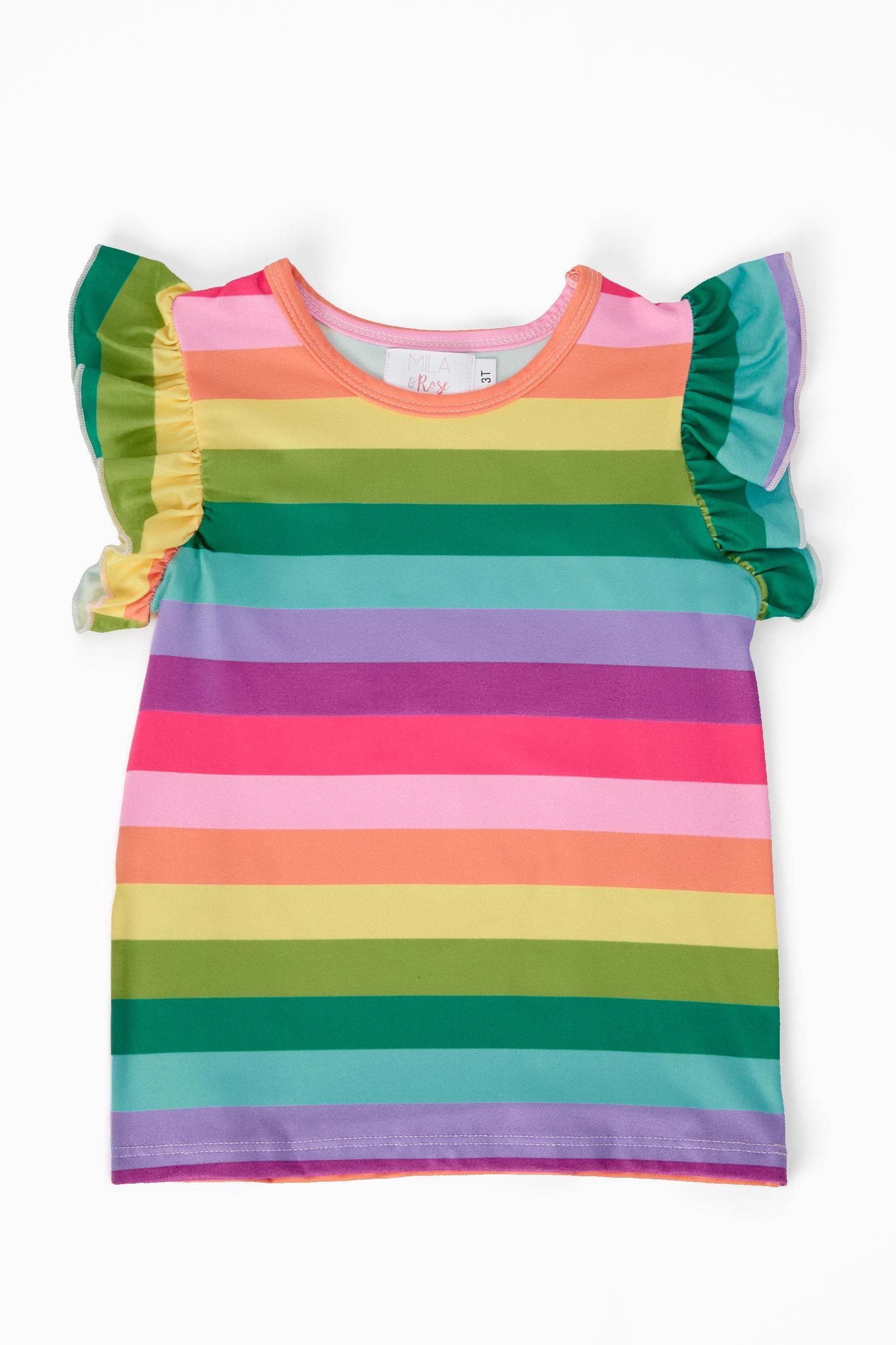 Cheerful Stripes S/s Ruffle Tee