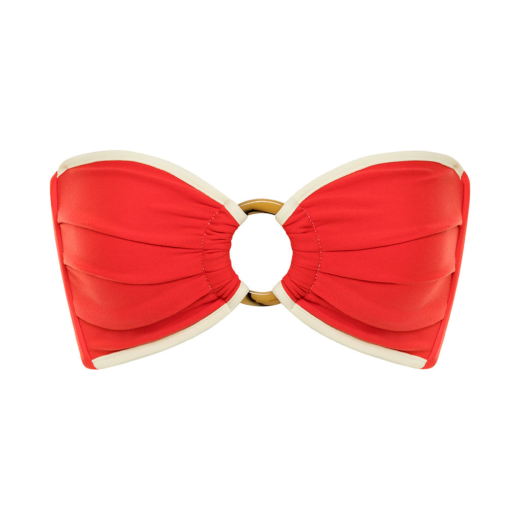 Cherry Cream Binded Tori Ties Bandeau Bikini Top
