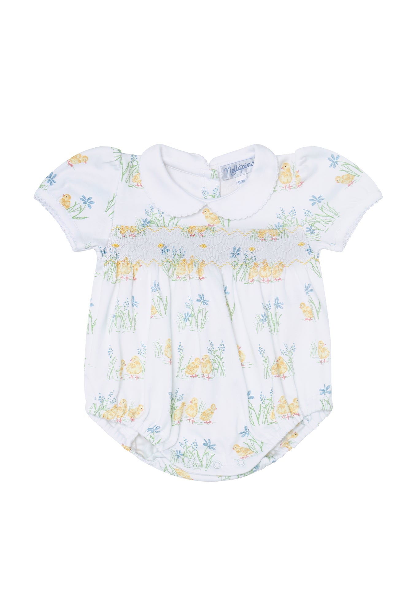 Chicks Print Smocked Bubble