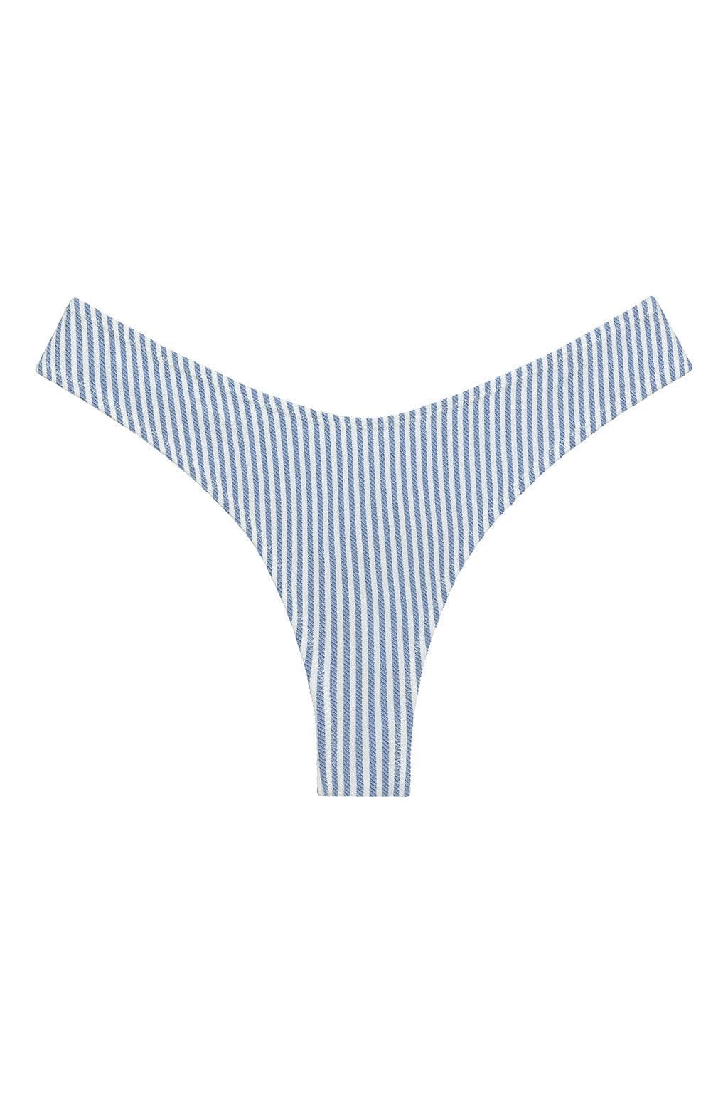 Classic Blue Stripe Added Coverage Lulu (zig-zag Stitch) Bikini Bottom