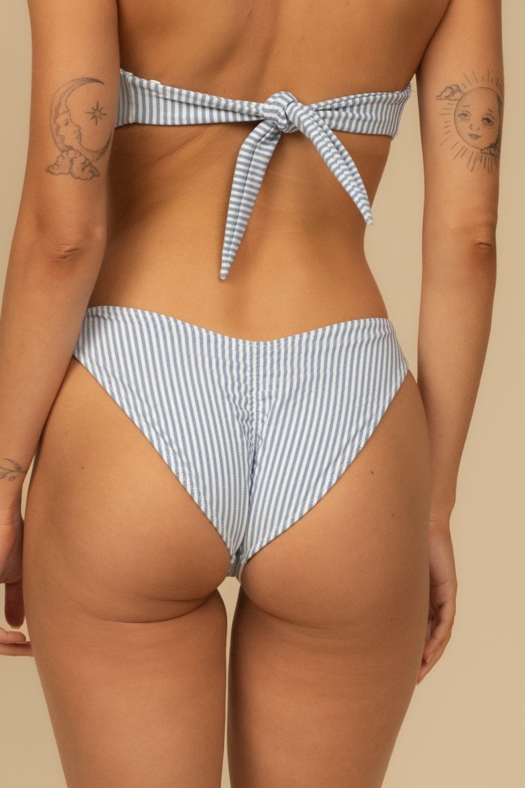 Classic Blue Stripe Added Coverage Lulu (zig-zag Stitch) Bikini Bottom