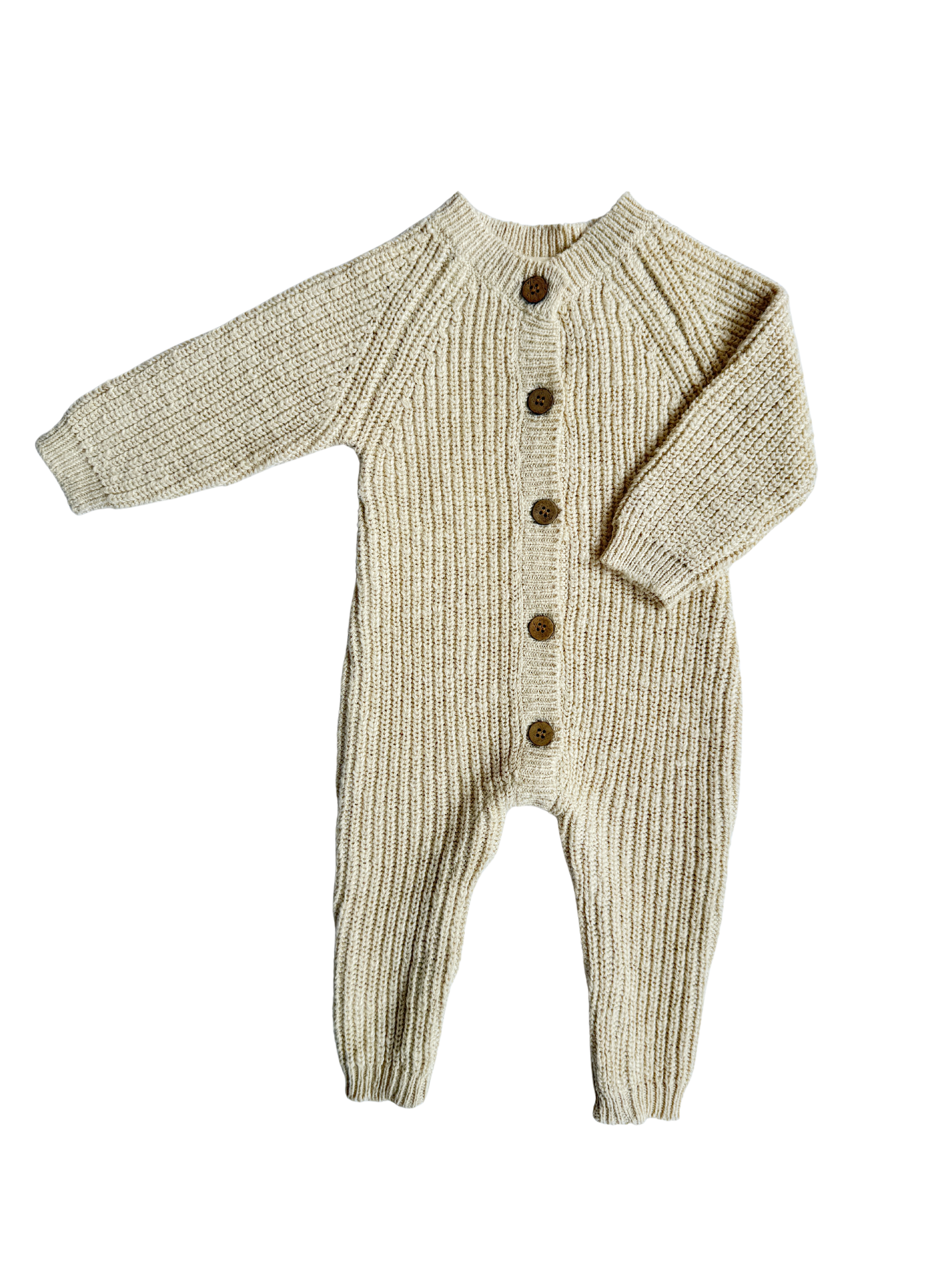 Classic Chunky Knit Jumpsuit - French Cream