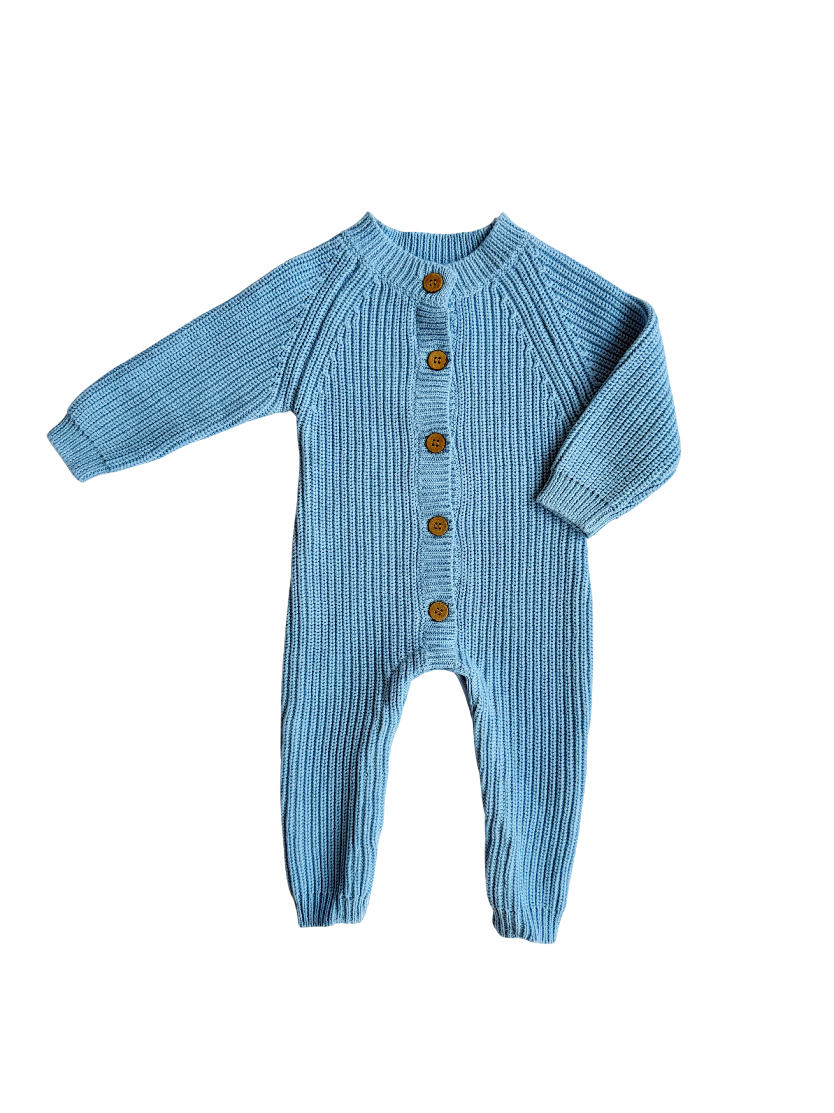 Classic Chunky Knit Jumpsuit - Powder Blue