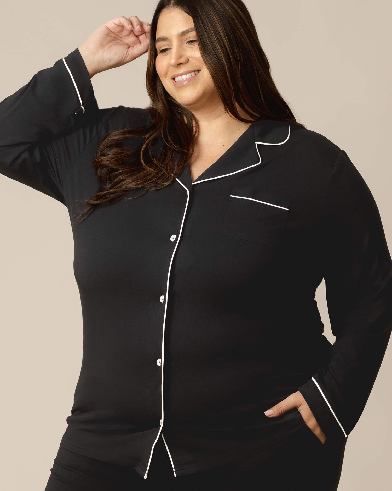 Clea Bamboo Long Sleeve Pajama Set | Black