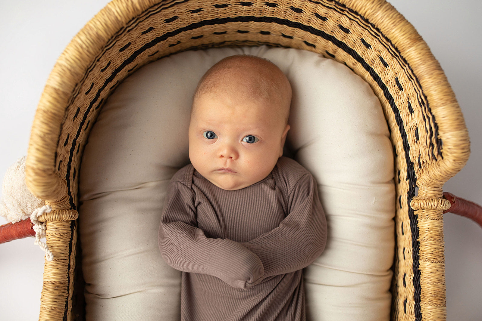 Cocoa Brown Ribbed Knotted Newborn Baby Gown