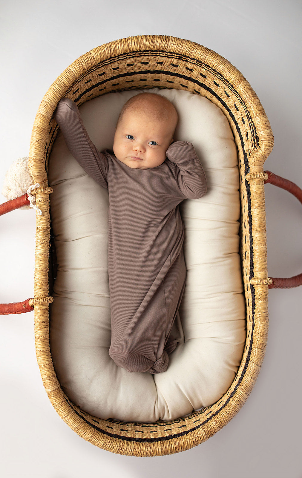 Cocoa Brown Ribbed Knotted Newborn Baby Gown