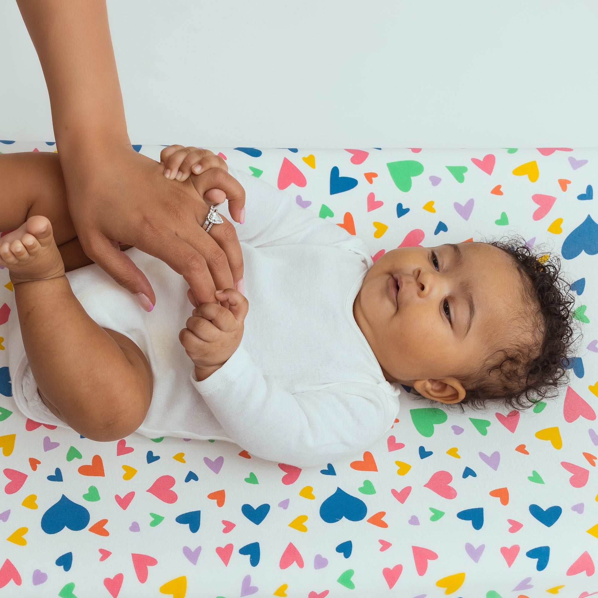 Colorful Hearts Organic Changing Pad Cover