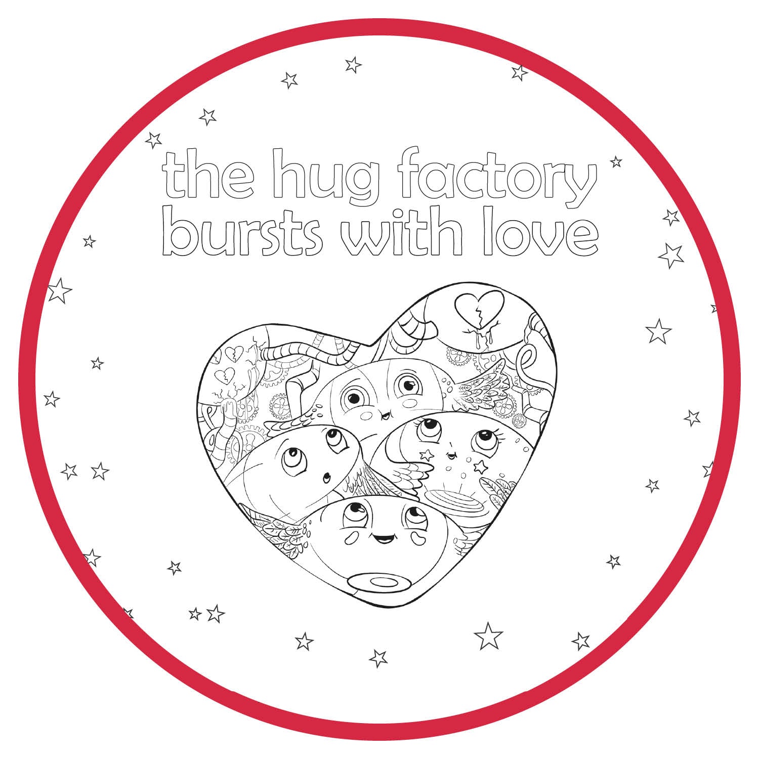 Printable Coloring Pages - The Hug Factory Bursts With Love