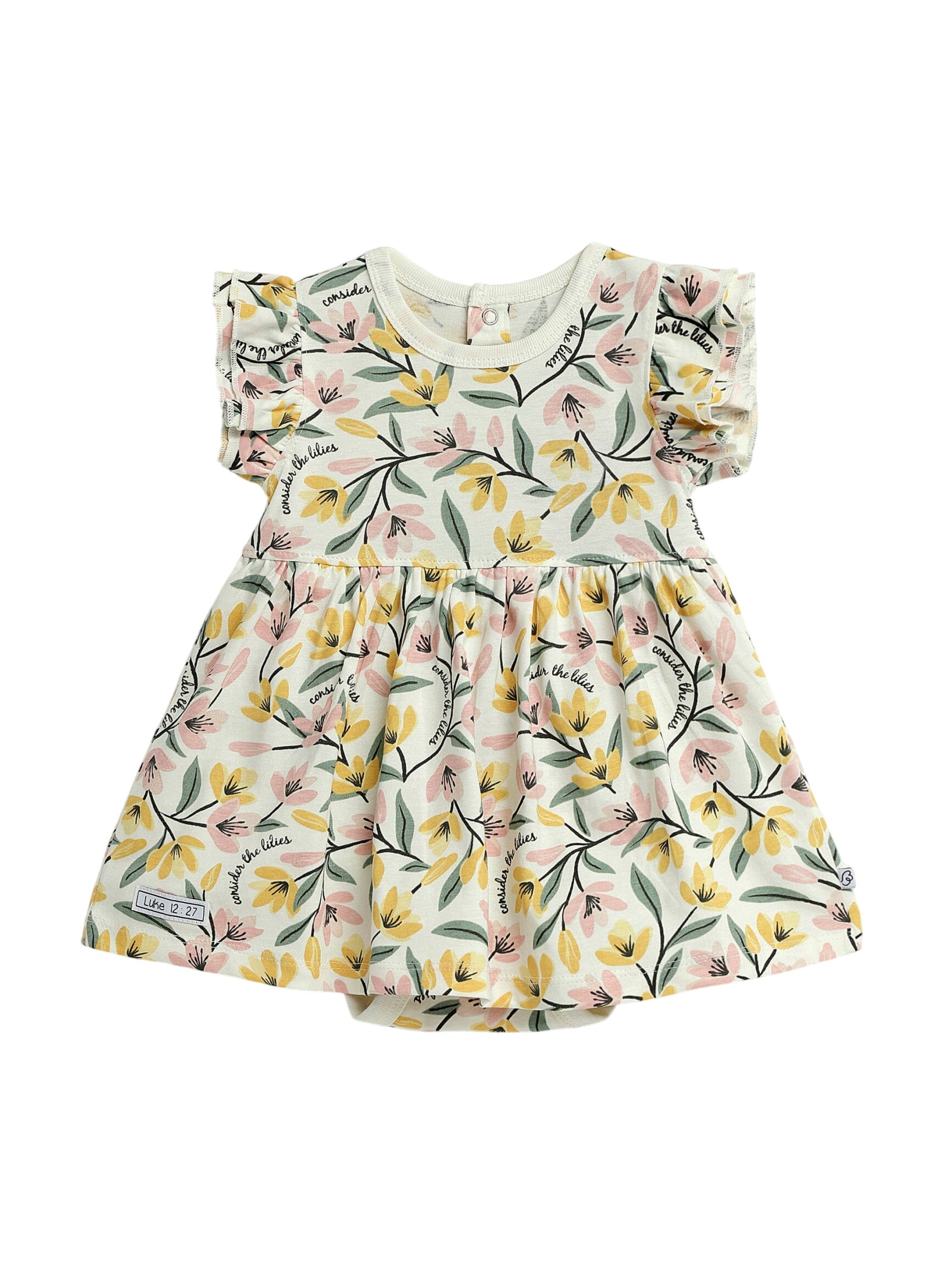 Consider The Lilies Short Sleeve Twirl Dress Bodysuit Cotton