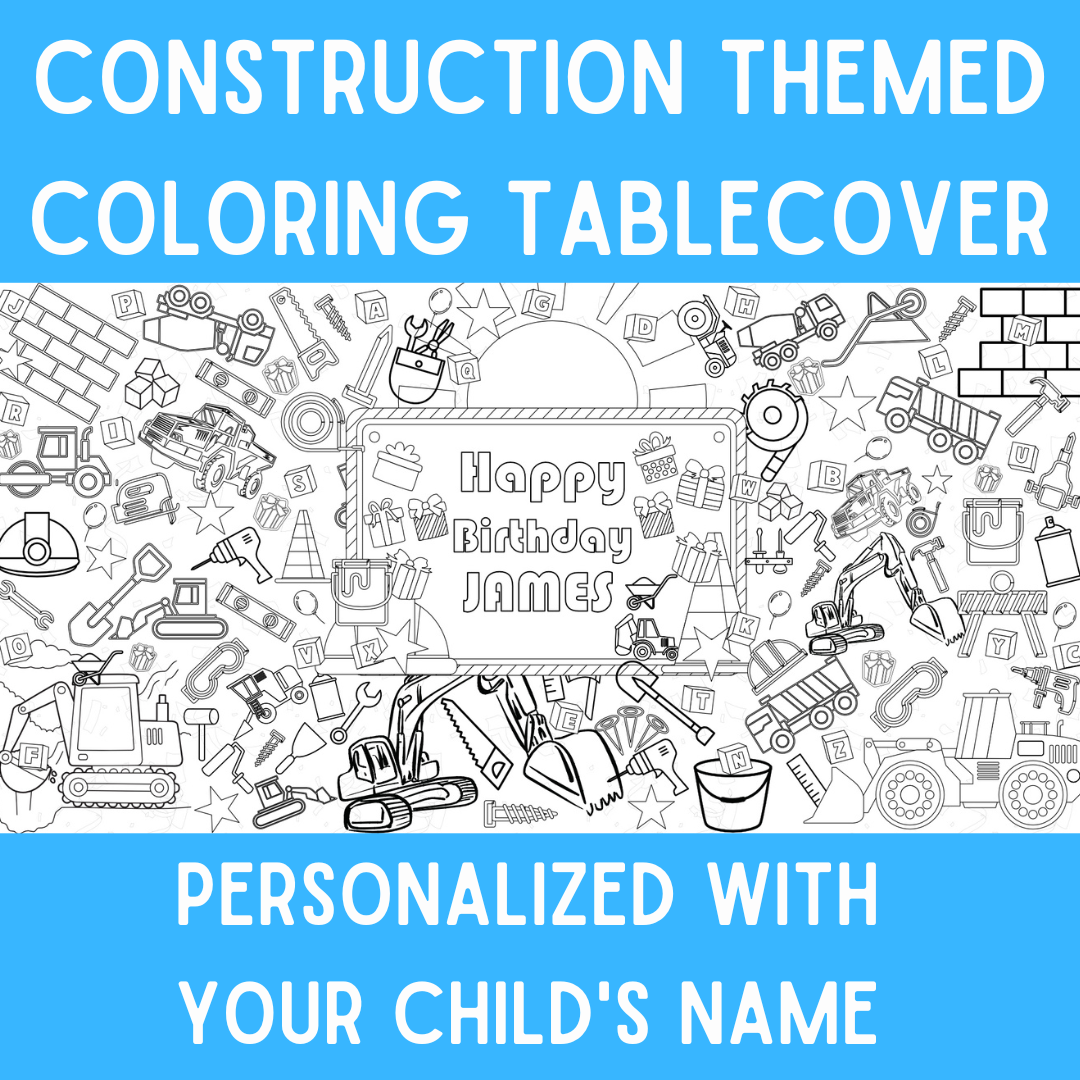 Construction Birthday Coloring Tablecloth
