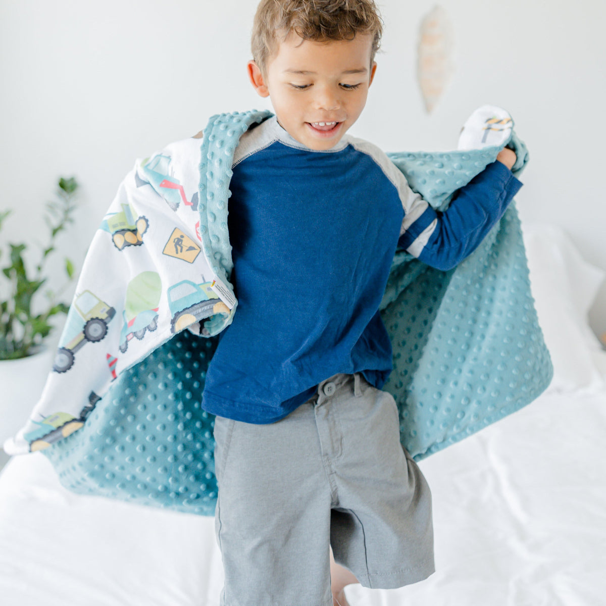 Construction Trucks Minky Baby Blanket