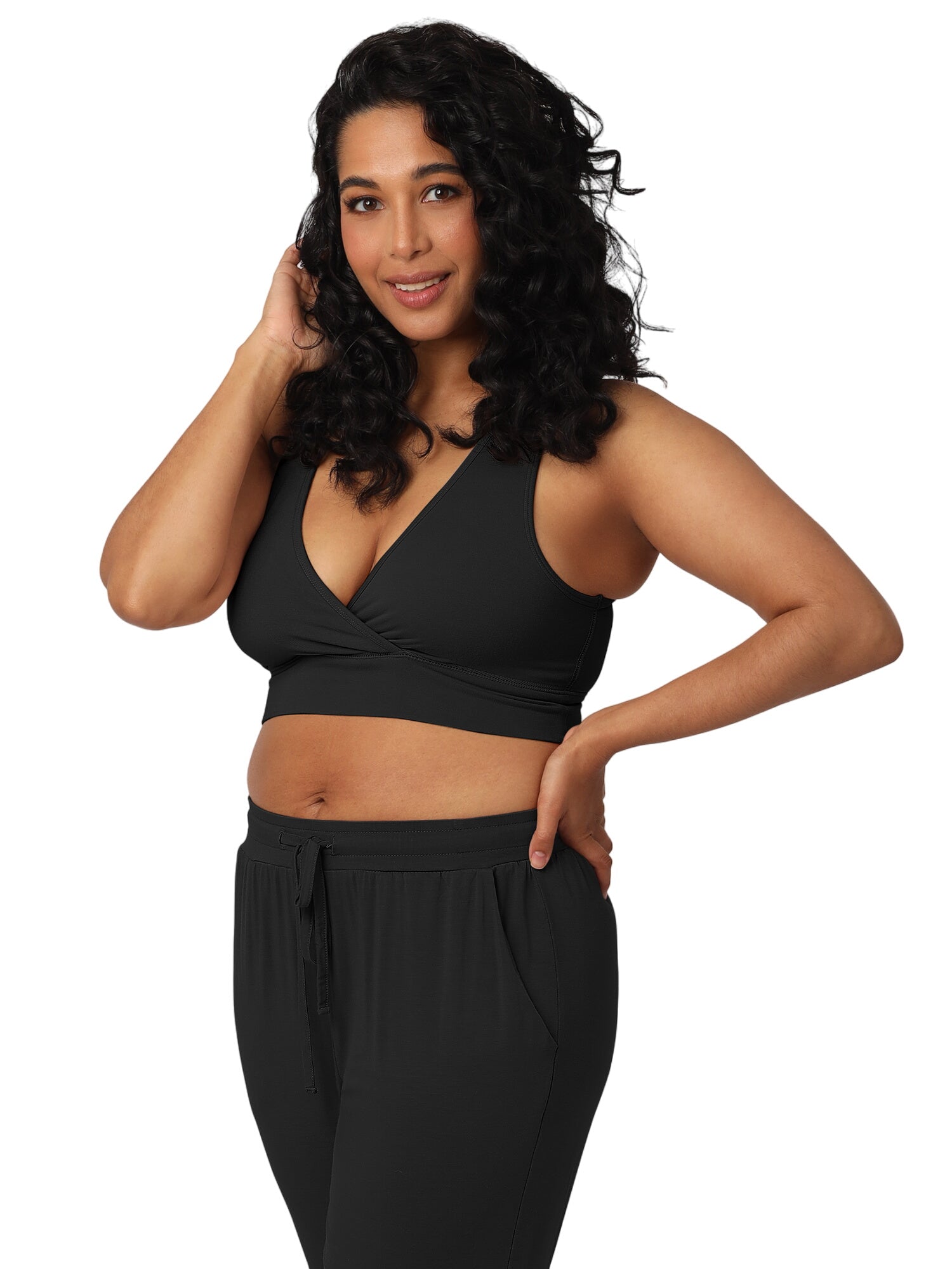 French Terry Racerback Nursing & Sleep Bra | Black
