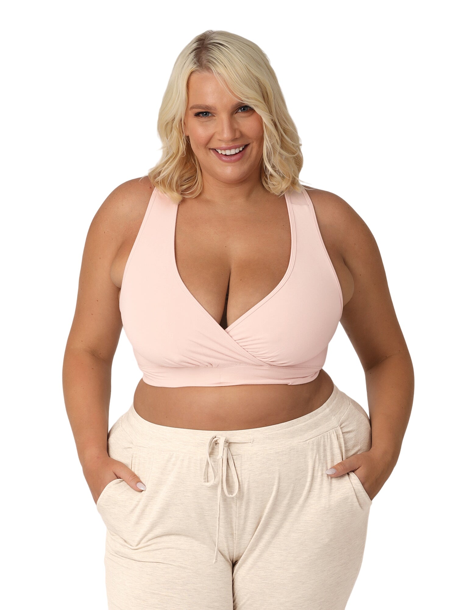 French Terry Racerback Nursing & Sleep Bra | Soft Pink
