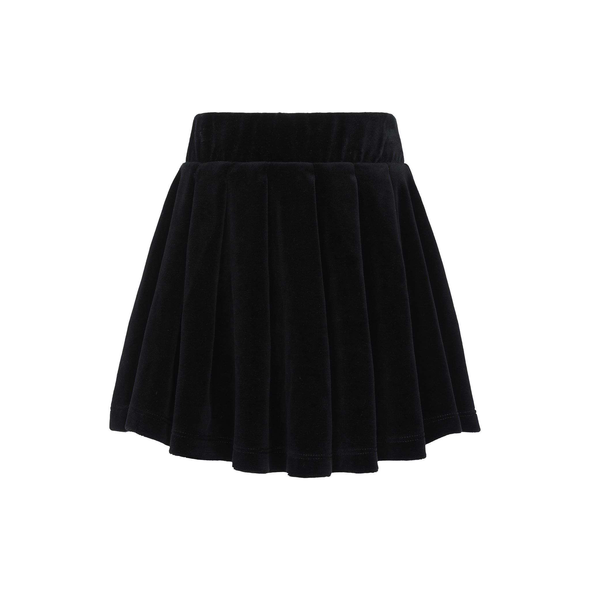 Parni Black Velour Pleated Skirt