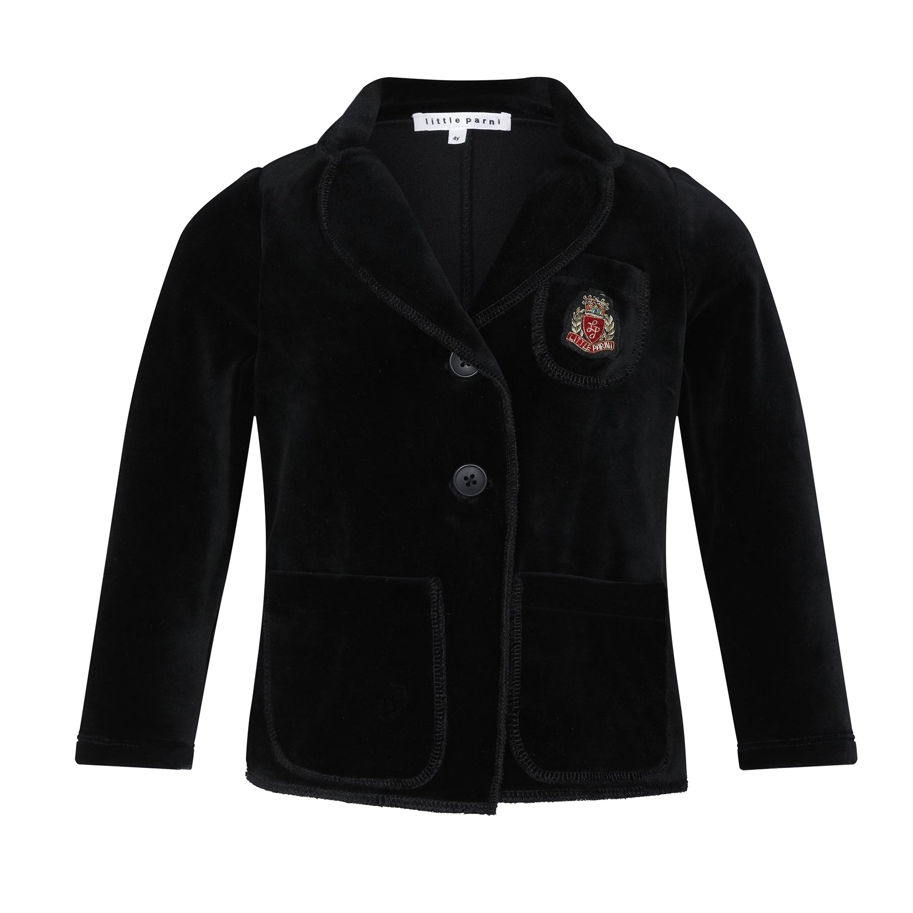 Little Parni Signature Black Velour Blazer – Luxury Kids' Jacket