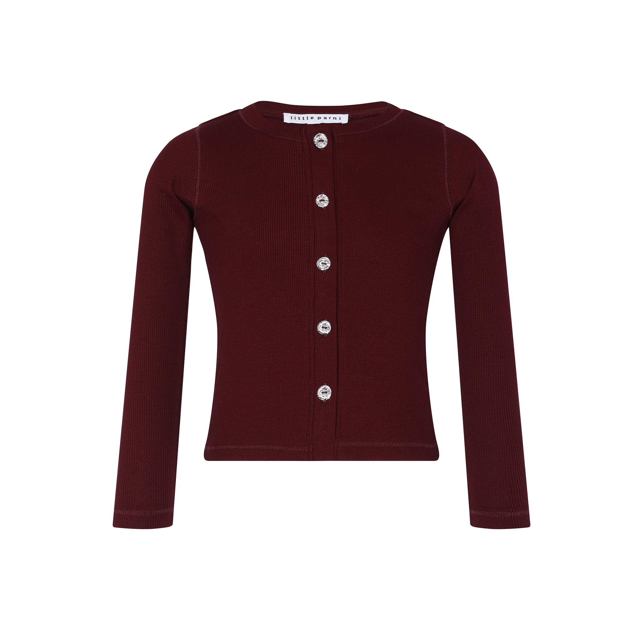 Parni Burgundy Rhinestone Cardigan | Kids' Sparkle Knit Sweater