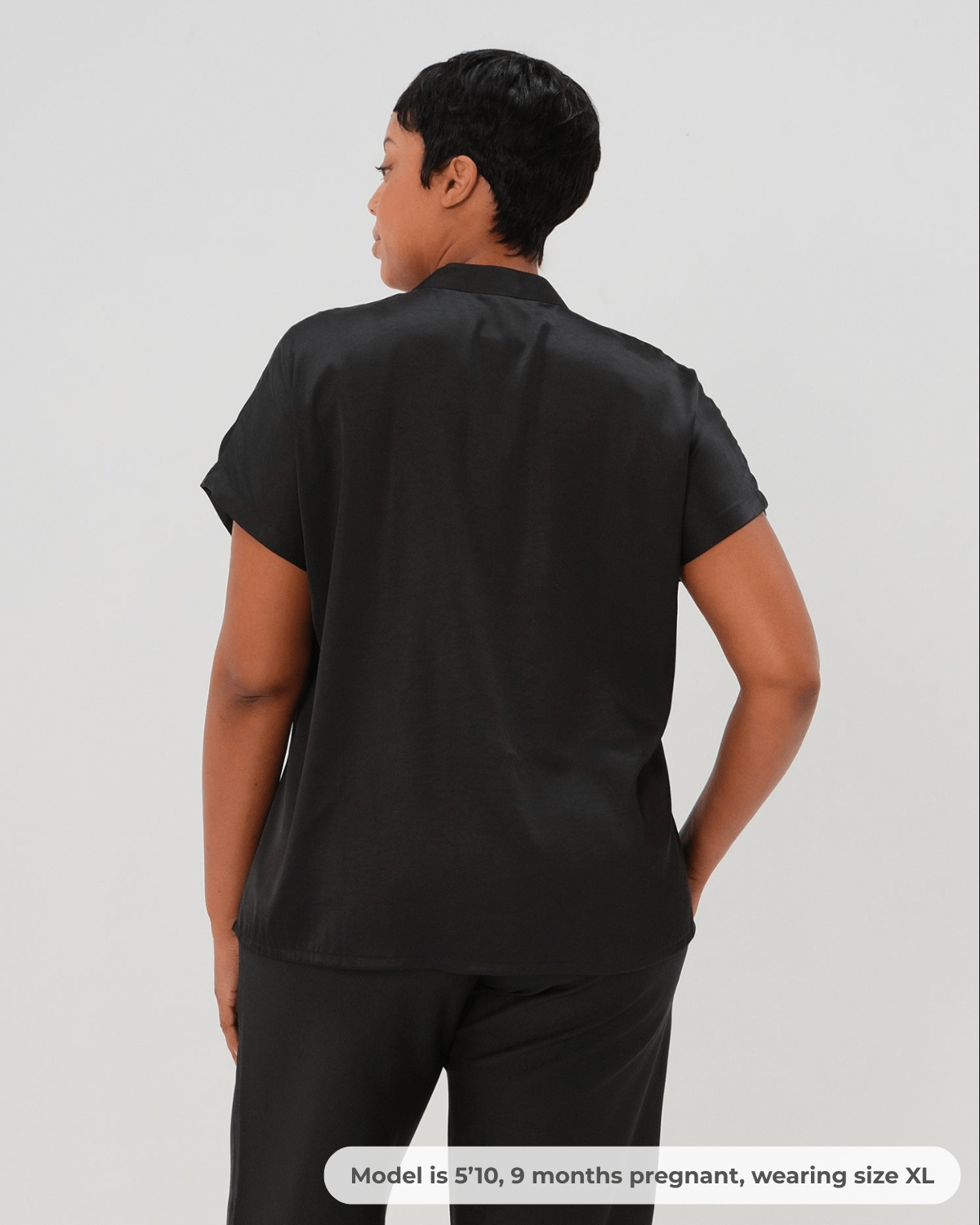 *new* Short Sleeve Satin Maternity Shell Top With Concealed Nursing Zip