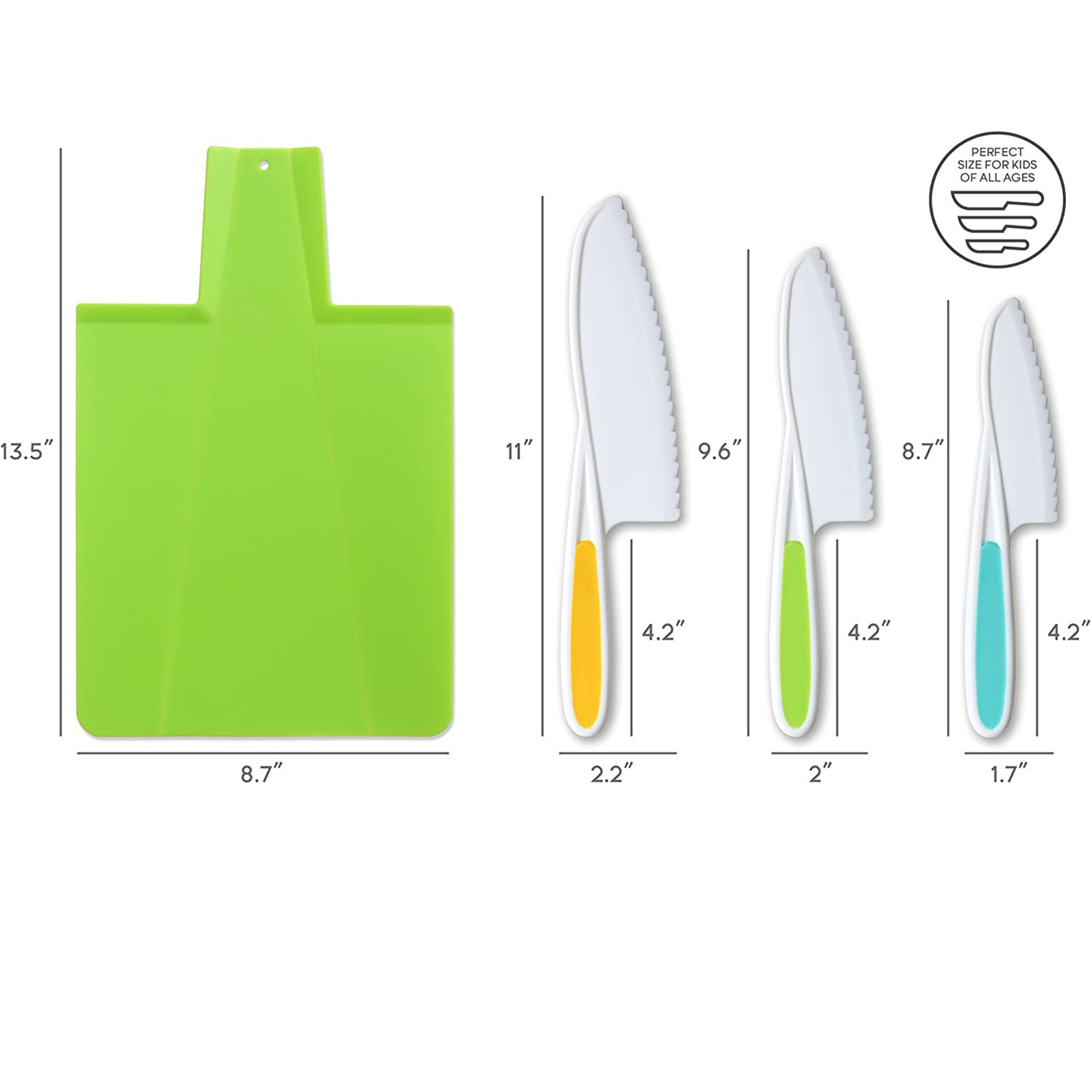 Tovla Jr. Kids’ Knives & Foldable Cutting Board Set | Safe Montessori Kitchen Tools