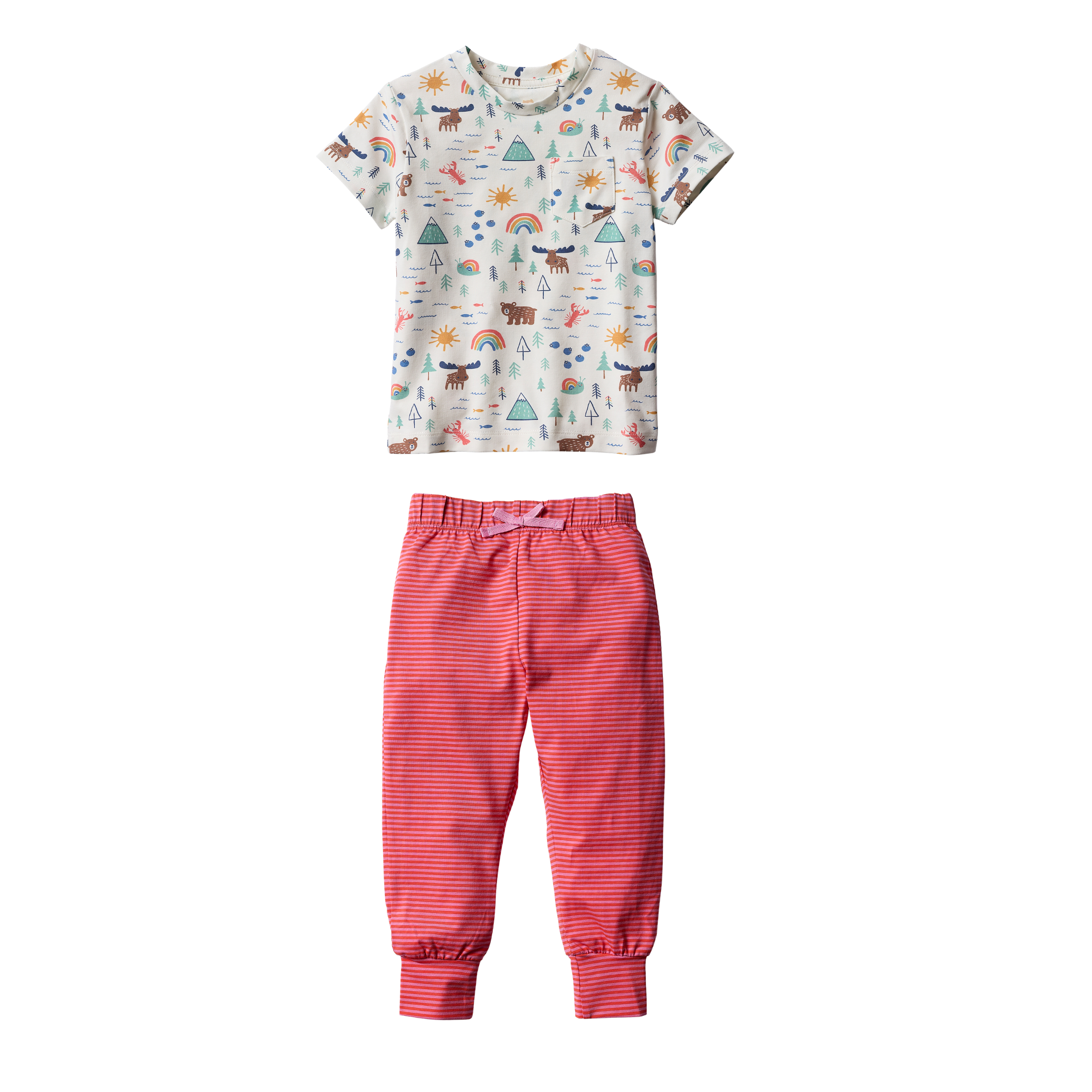 Jogger Set - Down East Daydreams, Coral Stripe