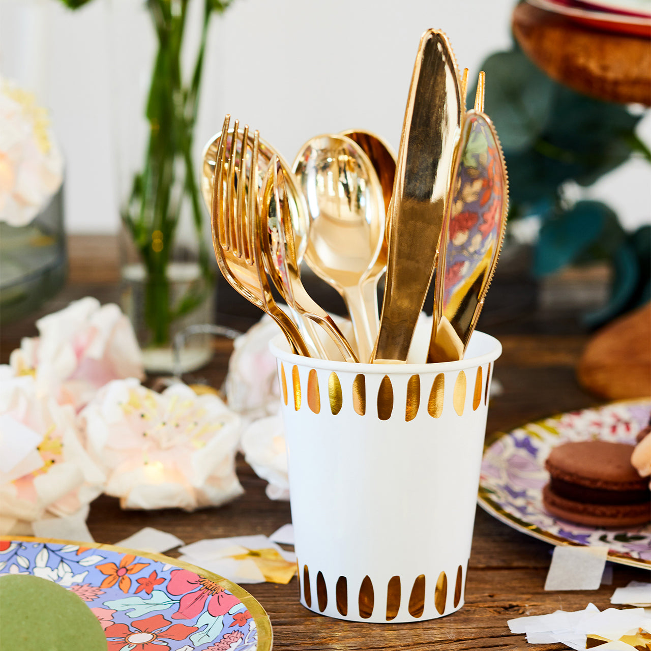 Metallic Gold Cutlery (30 Per Pack)
