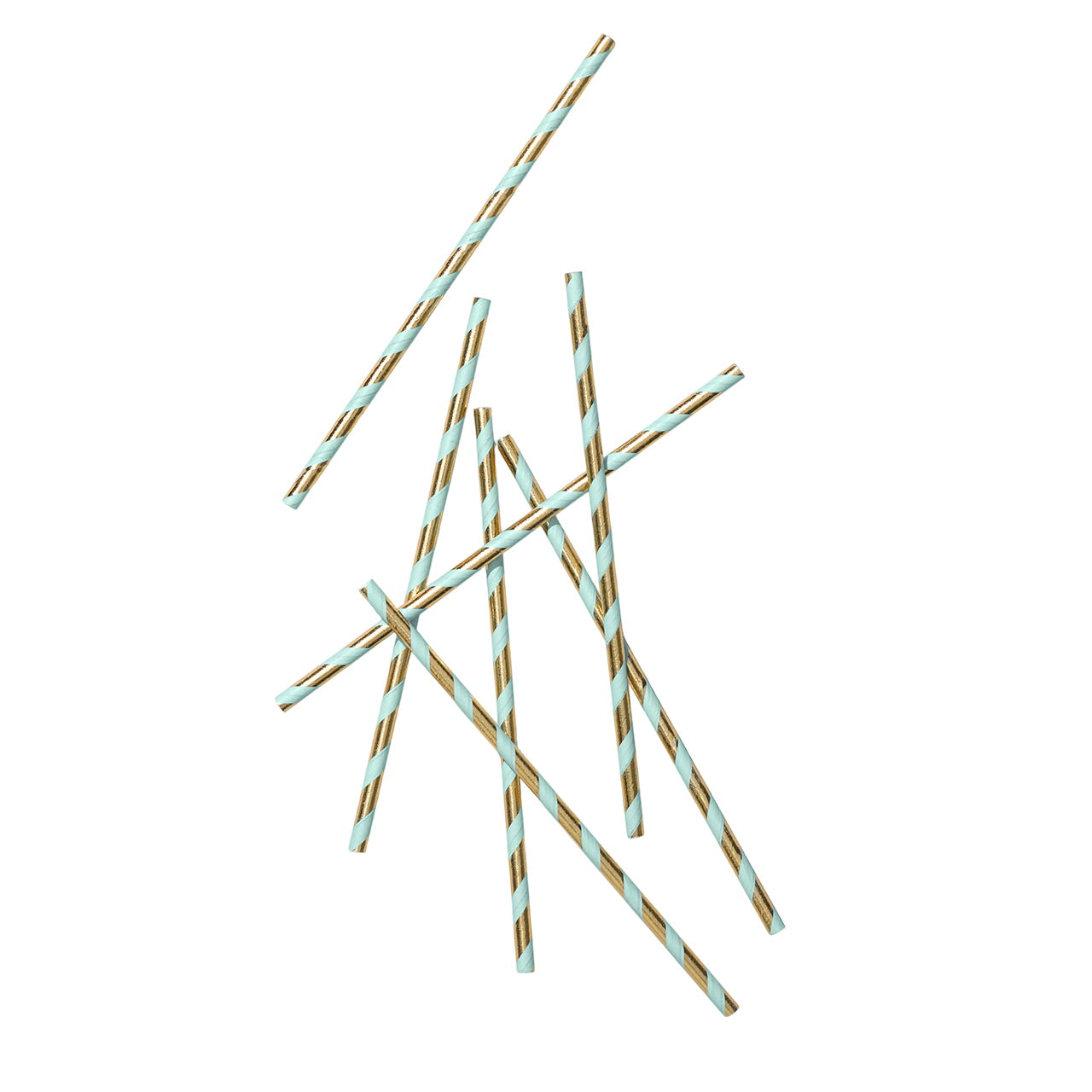 Mint And Gold Paper Straws (25 Per Pack)