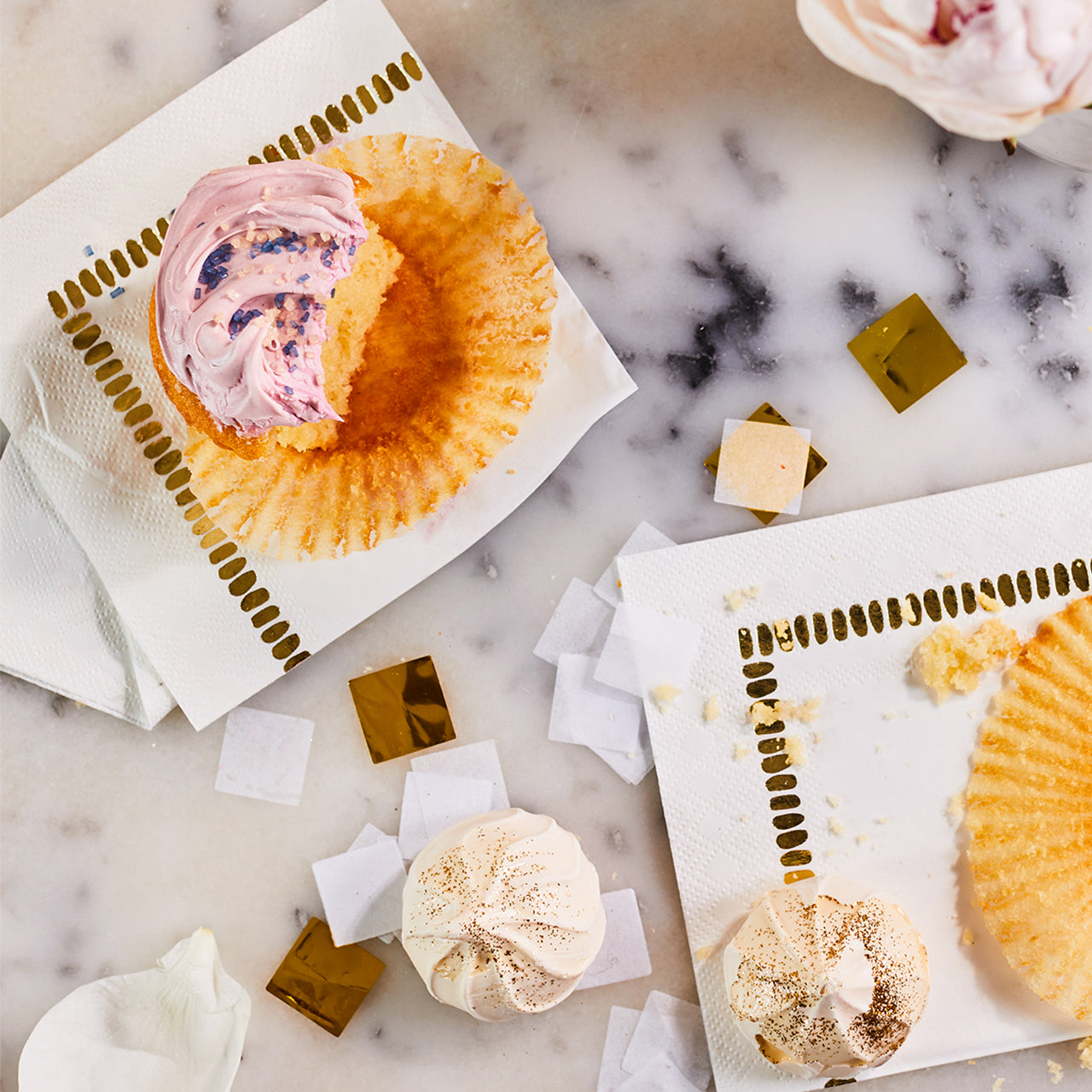 White Brushstroke Cocktail Napkins (25 Per Pack)