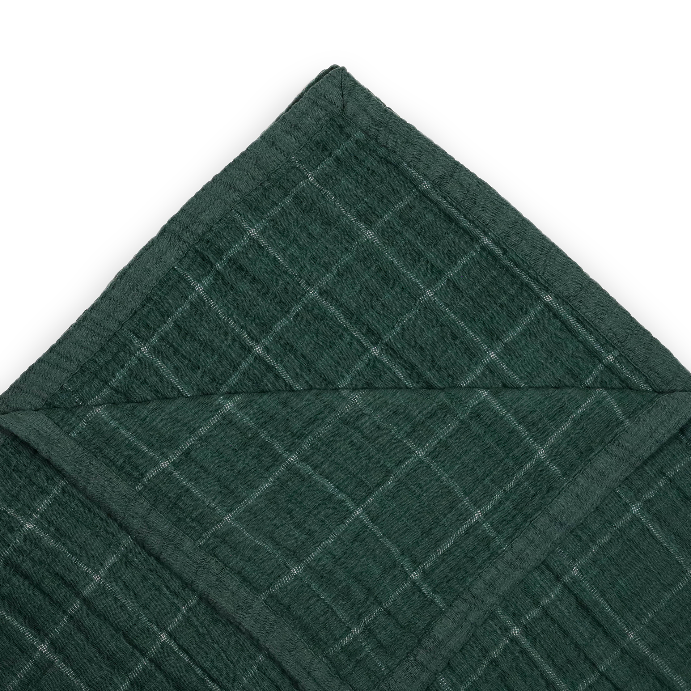 Cotton Muslin Quilted Throw - Evergreen Plaid